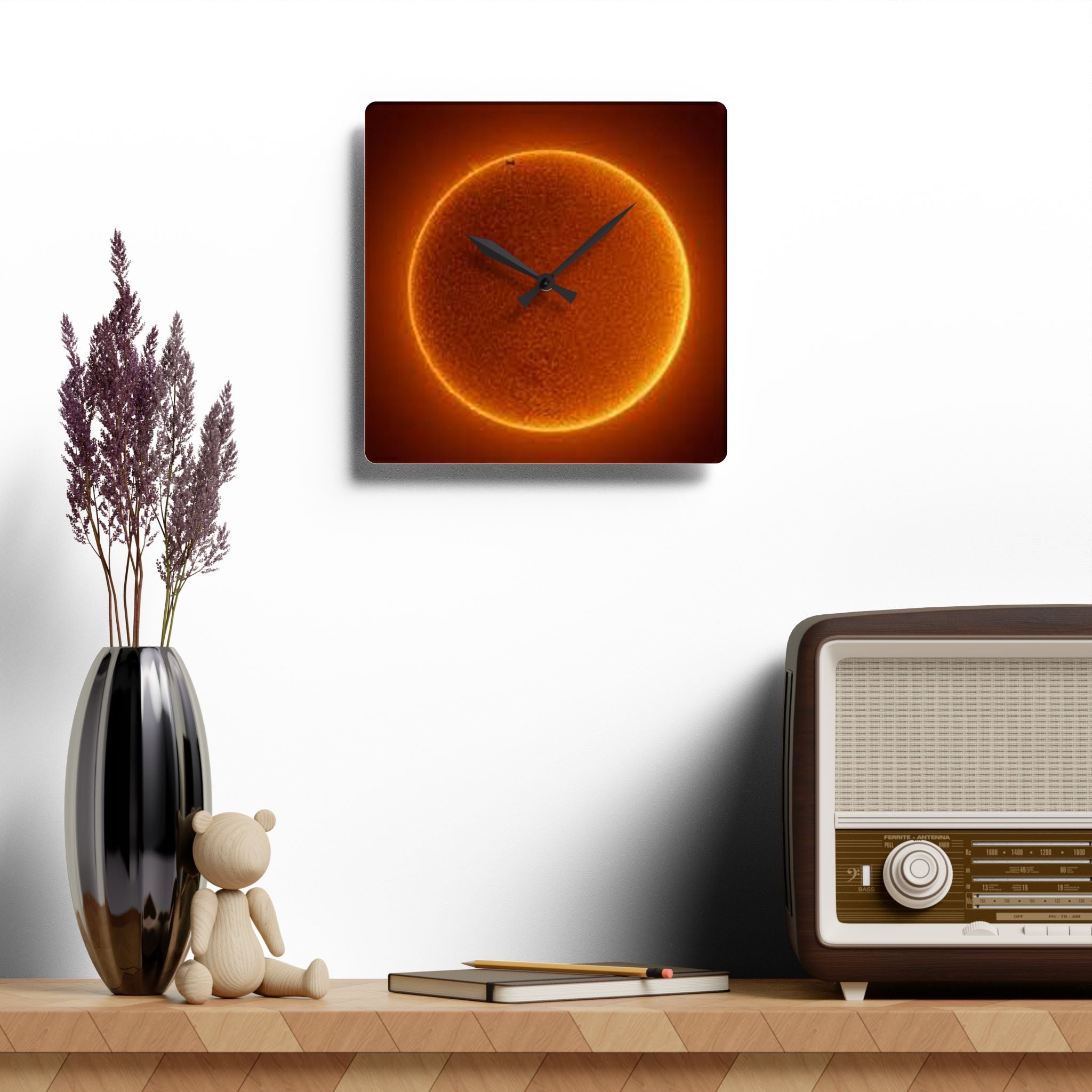 Solar Sun Surface Acrylic Wall Clock | Space Astronomy Decor