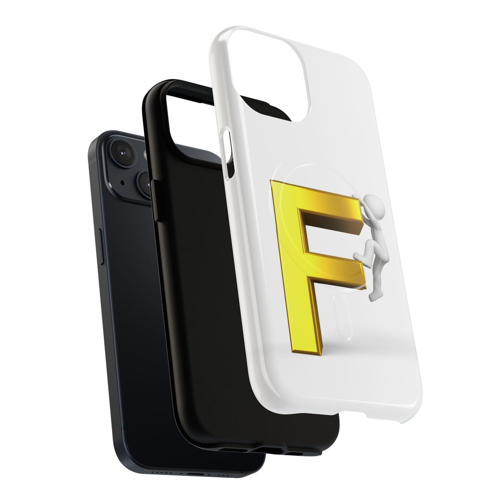 3D Gold Letter F Climber Phone Case | Magnetic Tough Case