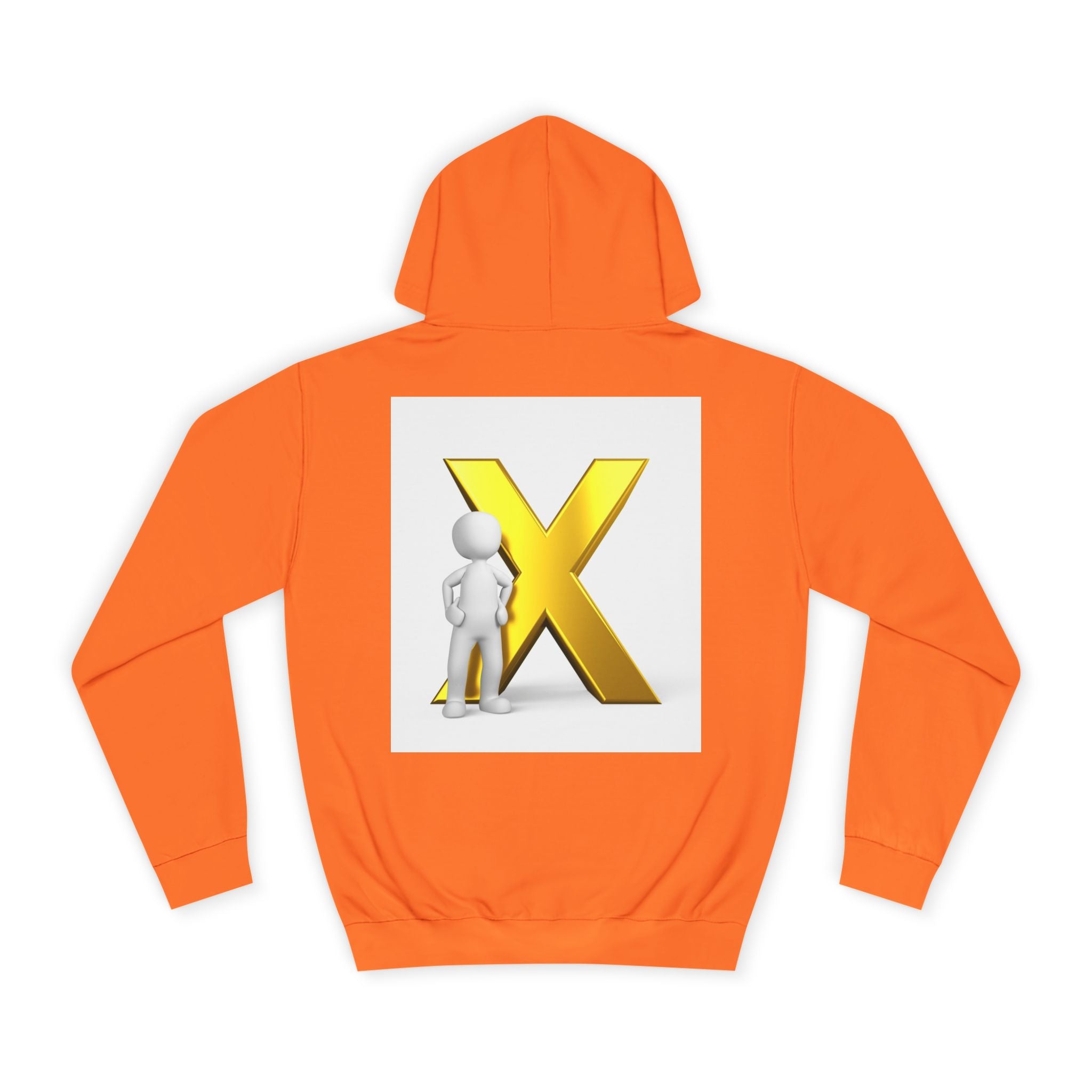 Golden Letter X Graphic Hoodie | 3D Stick Figure Initial X Sweatshirt