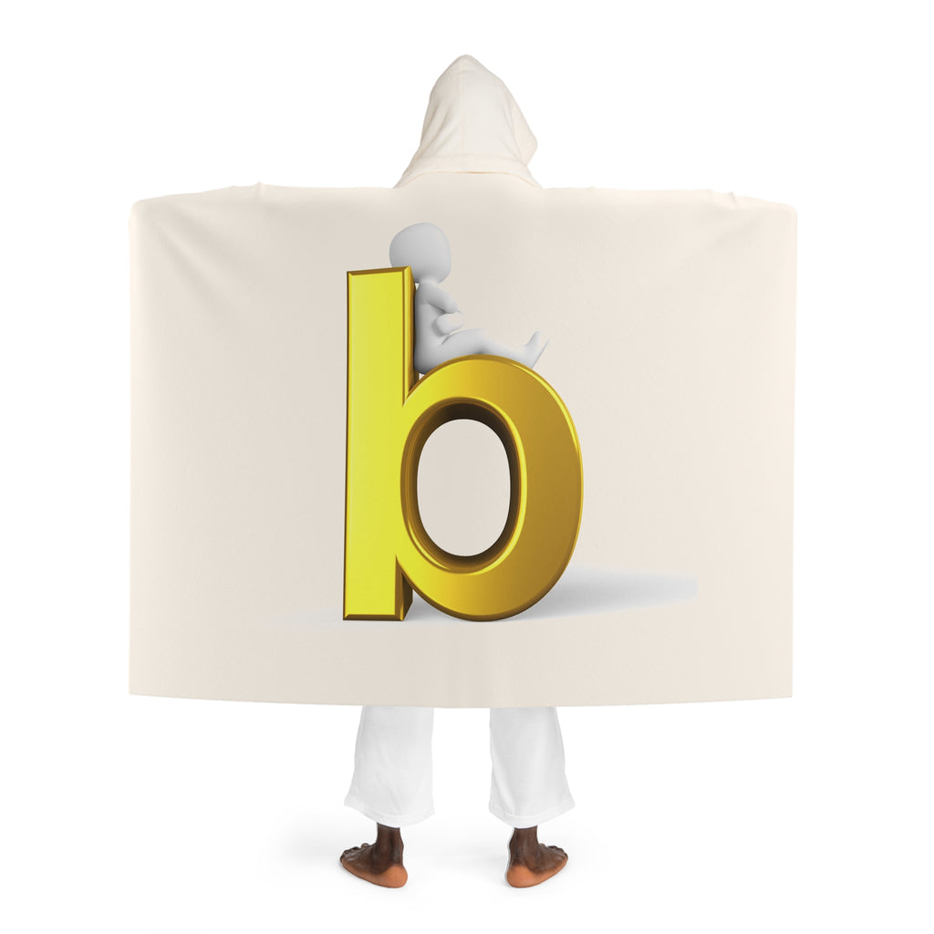 Cozy Hooded Sherpa Fleece Blanket | Gold Letter D With Figure