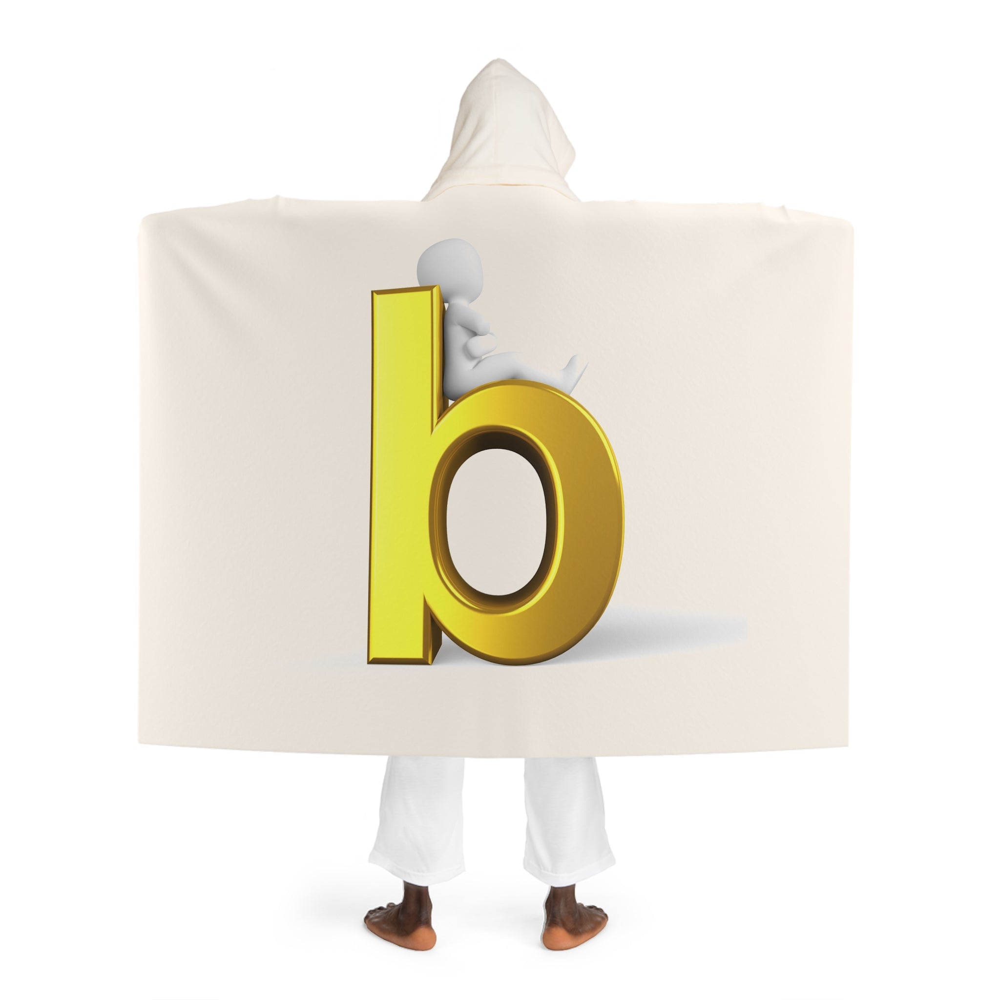 Cozy Hooded Sherpa Fleece Blanket | Gold Letter D With Figure