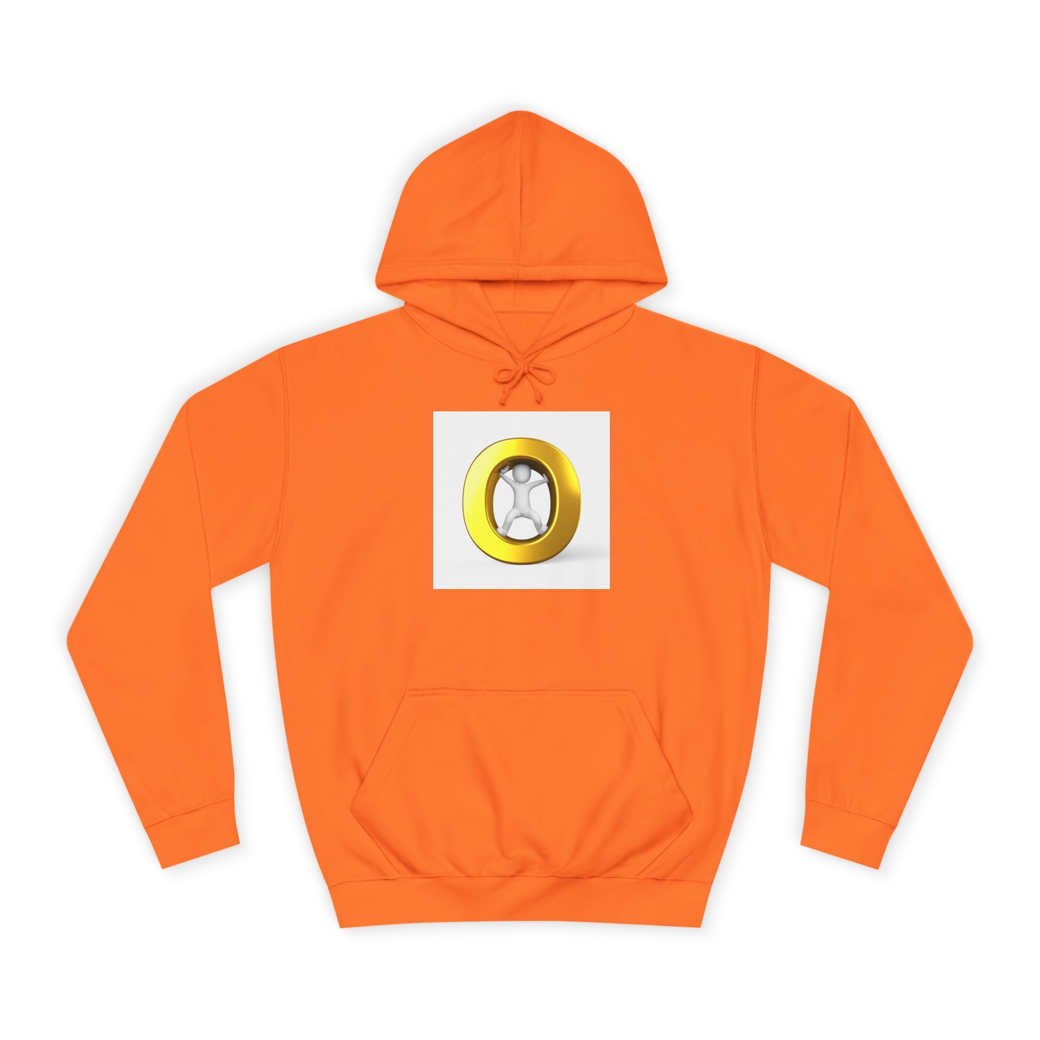 Gold Letter O with Abstract Figure Hoodie | Minimal Graphic Sweatshirt