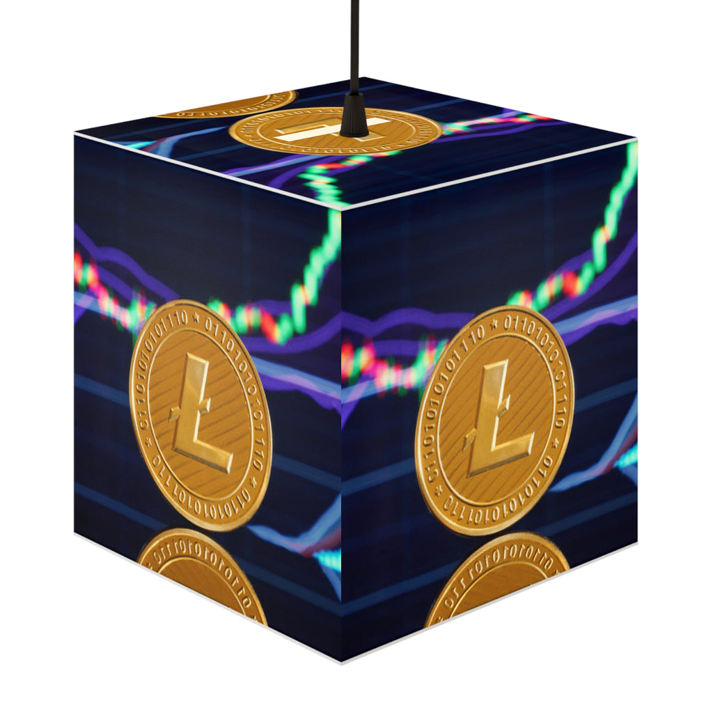 Litecoin Crypto Coin Pattern Light Cube Lamp | Cryptocurrency Decor, Trading Chart Design