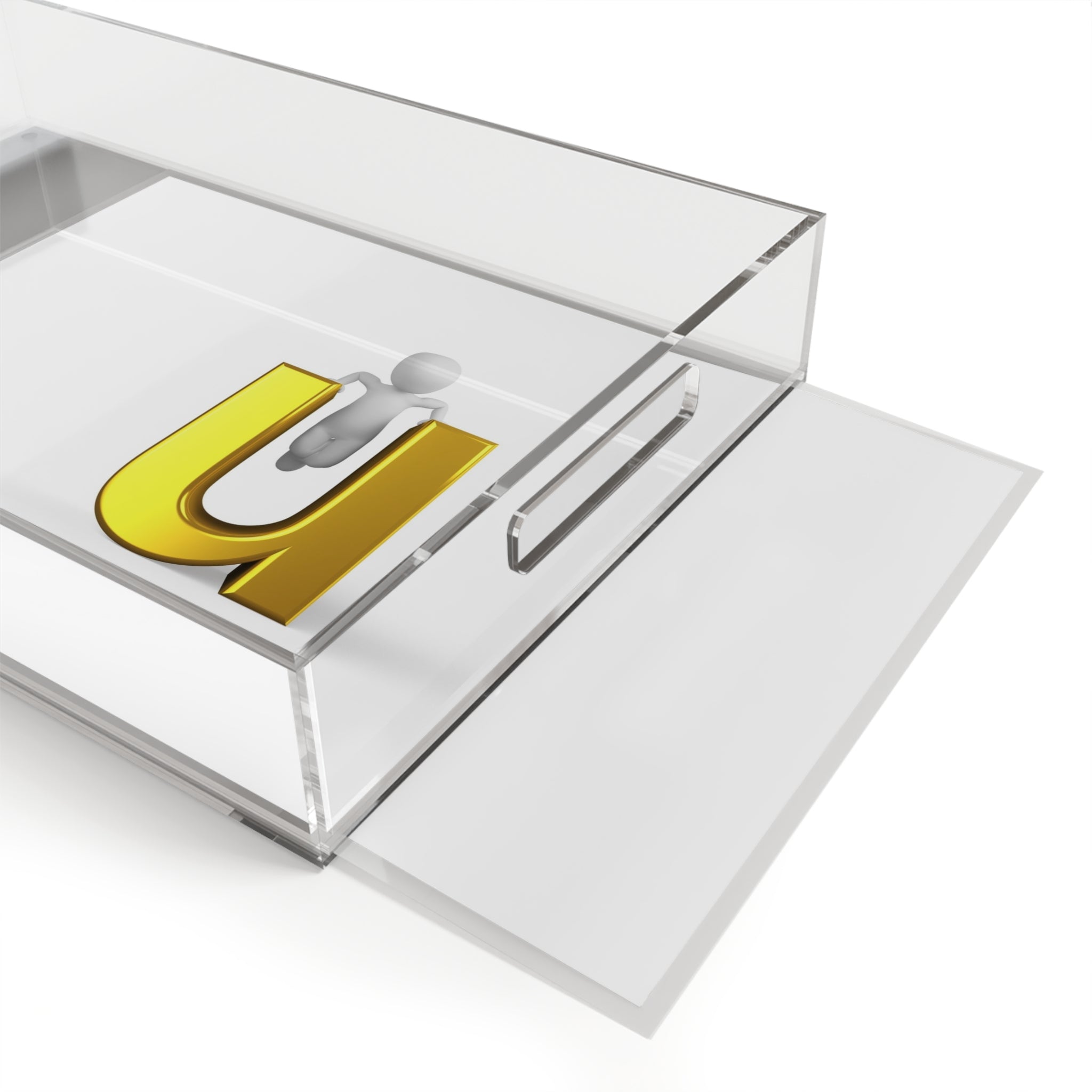 3D Gold U Letter with Figure Acrylic Serving Tray | Monogram Initial Decor