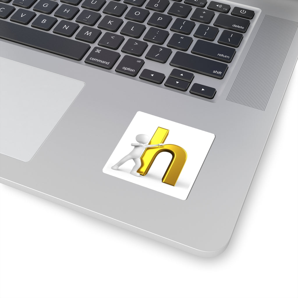 3D Gold Letter H with Figure Kiss-Cut Sticker | Single Letter Monogram Decal
