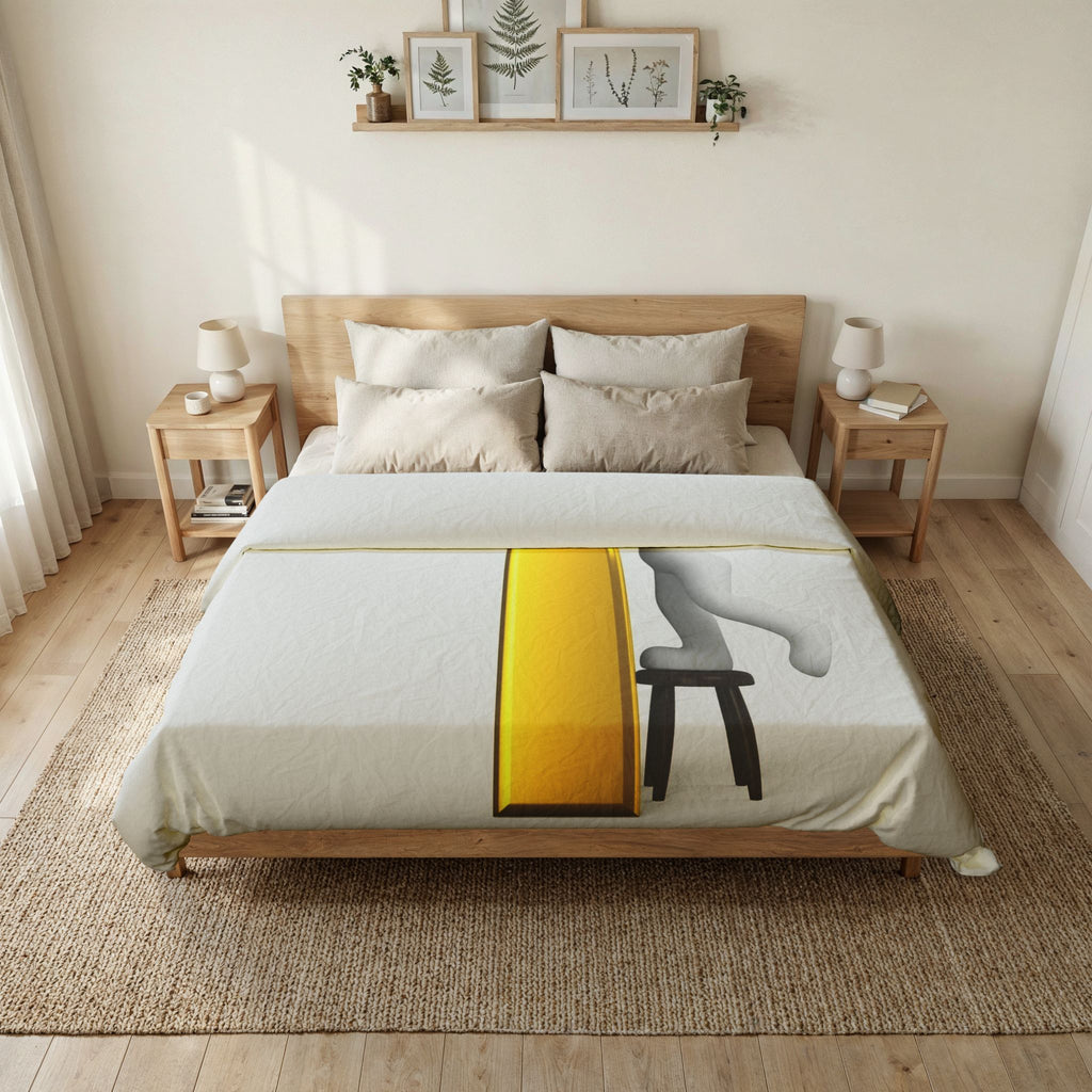 3D Character Stacking Gold Letter i Duvet Cover