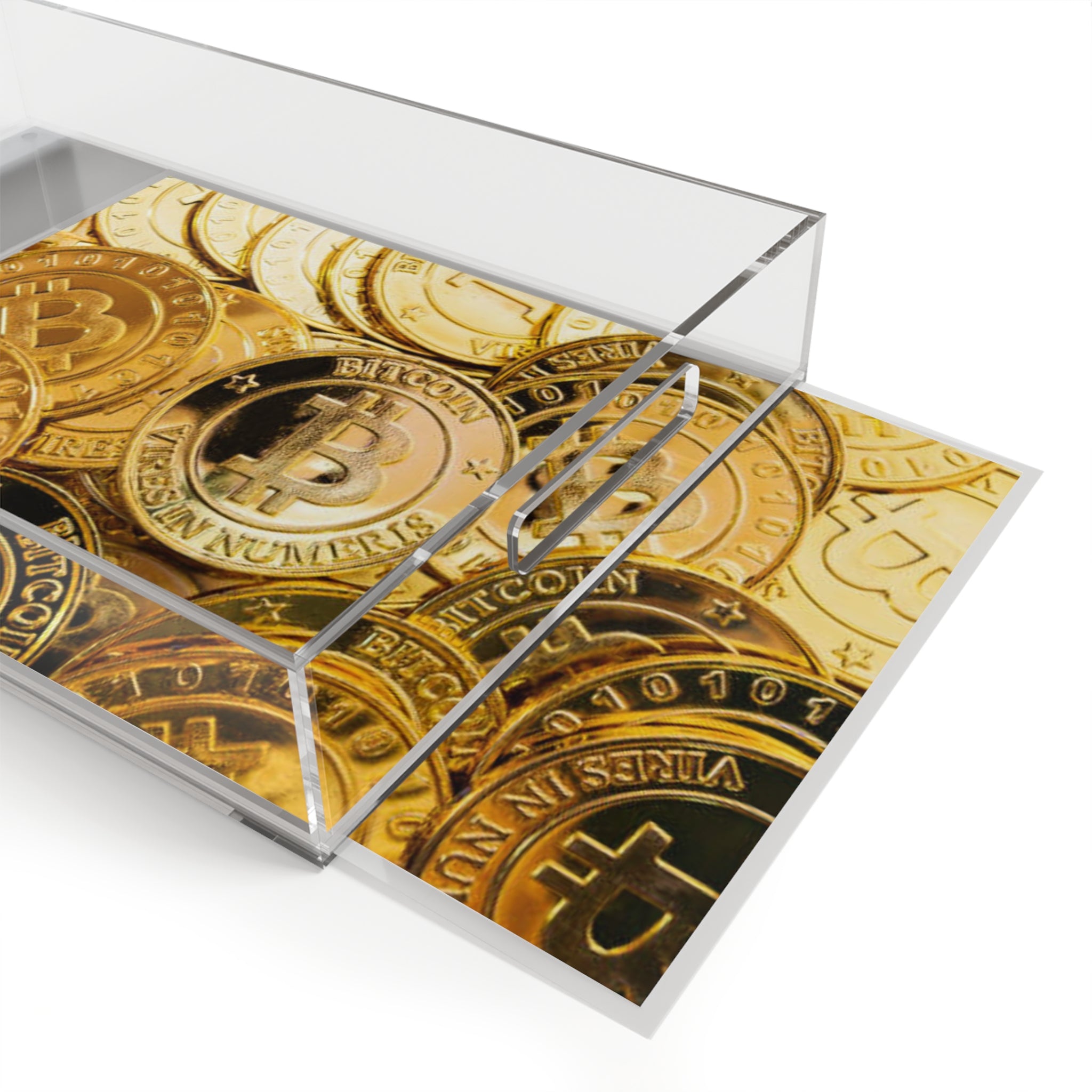 Bitcoin Coin Pattern Acrylic Serving Tray | Cryptocurrency Decor