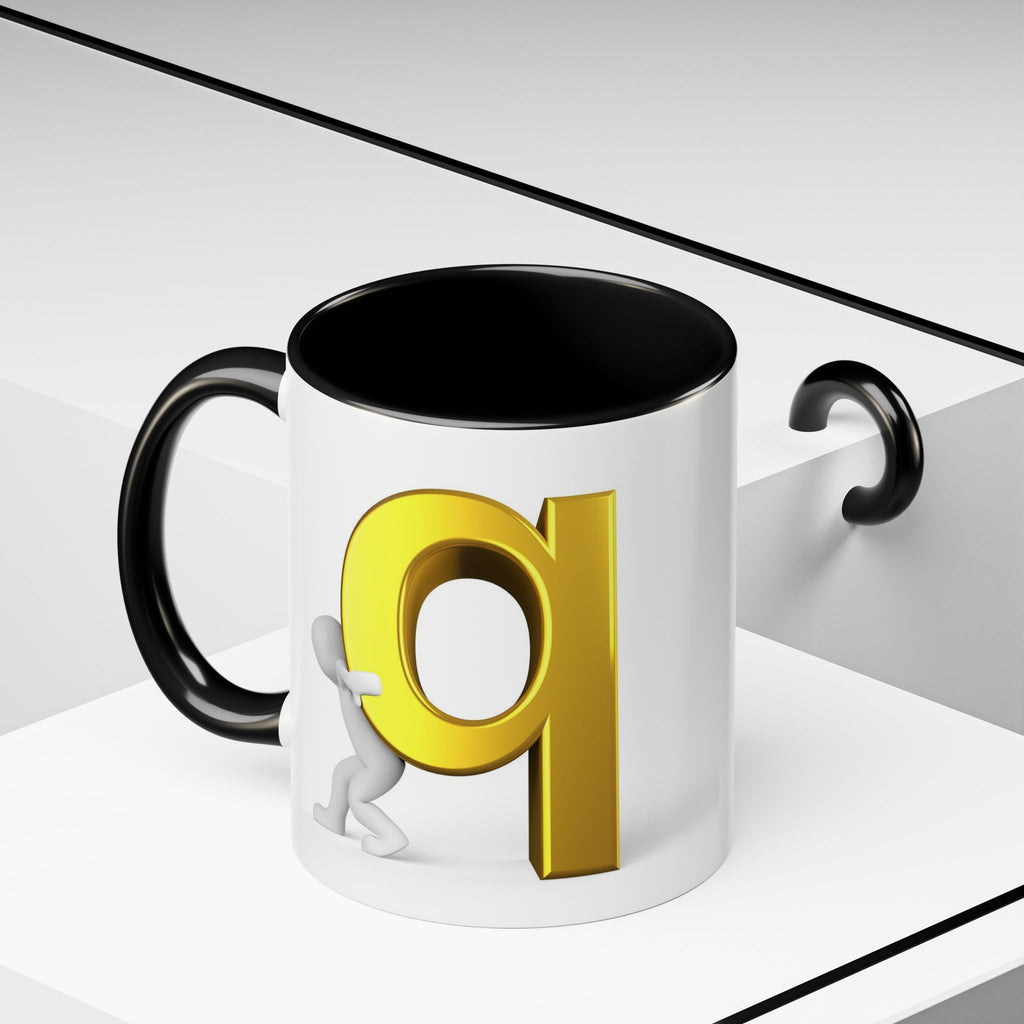 Gold Letter Q Push Character Mug | Accent Coffee Mug 11oz 15oz