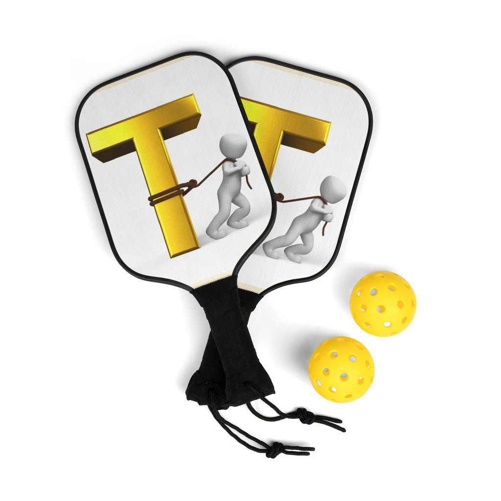 Pulling Letter T Pickleball Paddle Kit | Pickleball Set, Novelty Initial Design