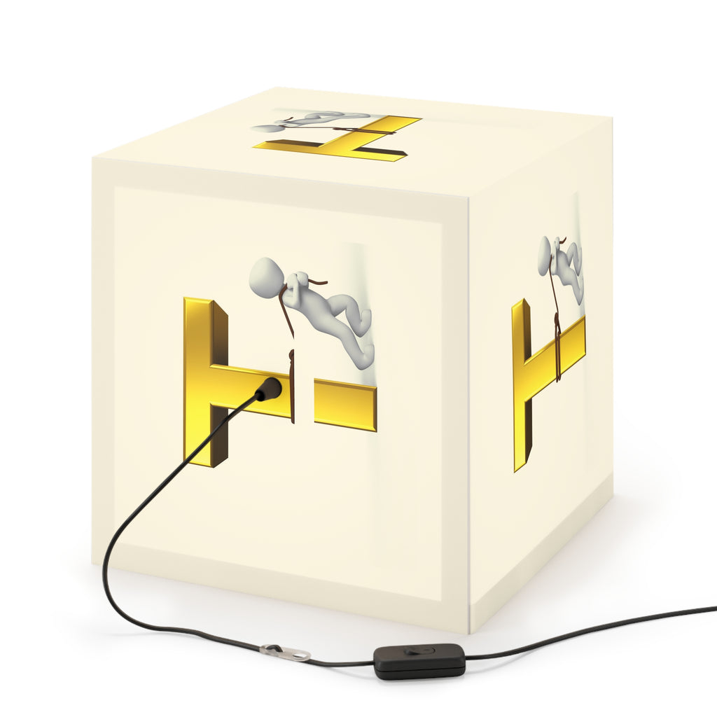 3D Gold Letter T with Figure Light Cube Lamp | Personalized Initial Decor