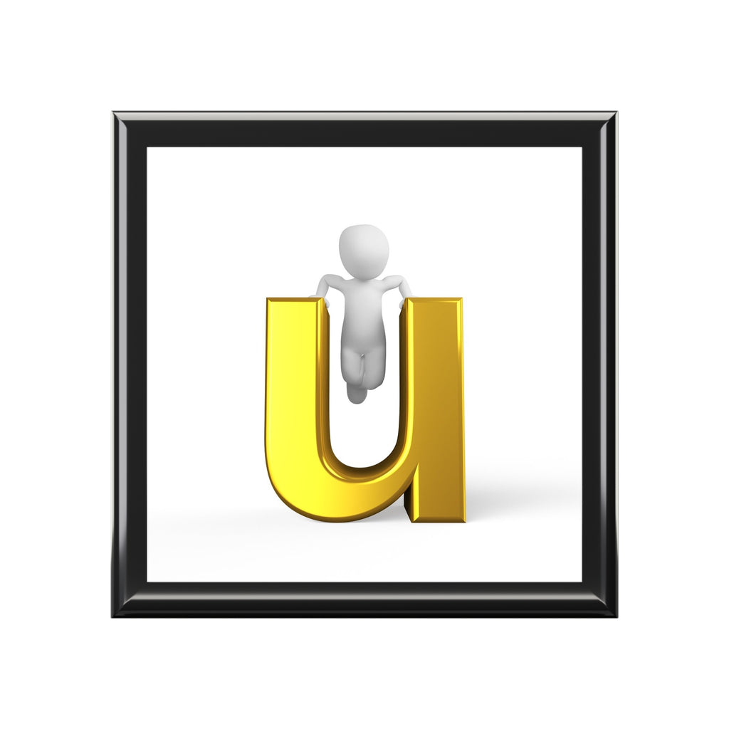 Gold Letter U Monogram Jewelry Box | Personalized Initial Keepsake