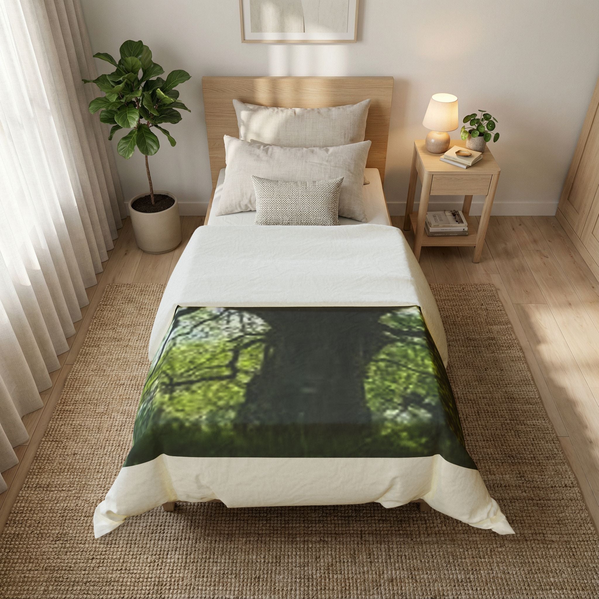 Sunlit Oak Tree Duvet Cover | Forest Canopy Nature Bedding