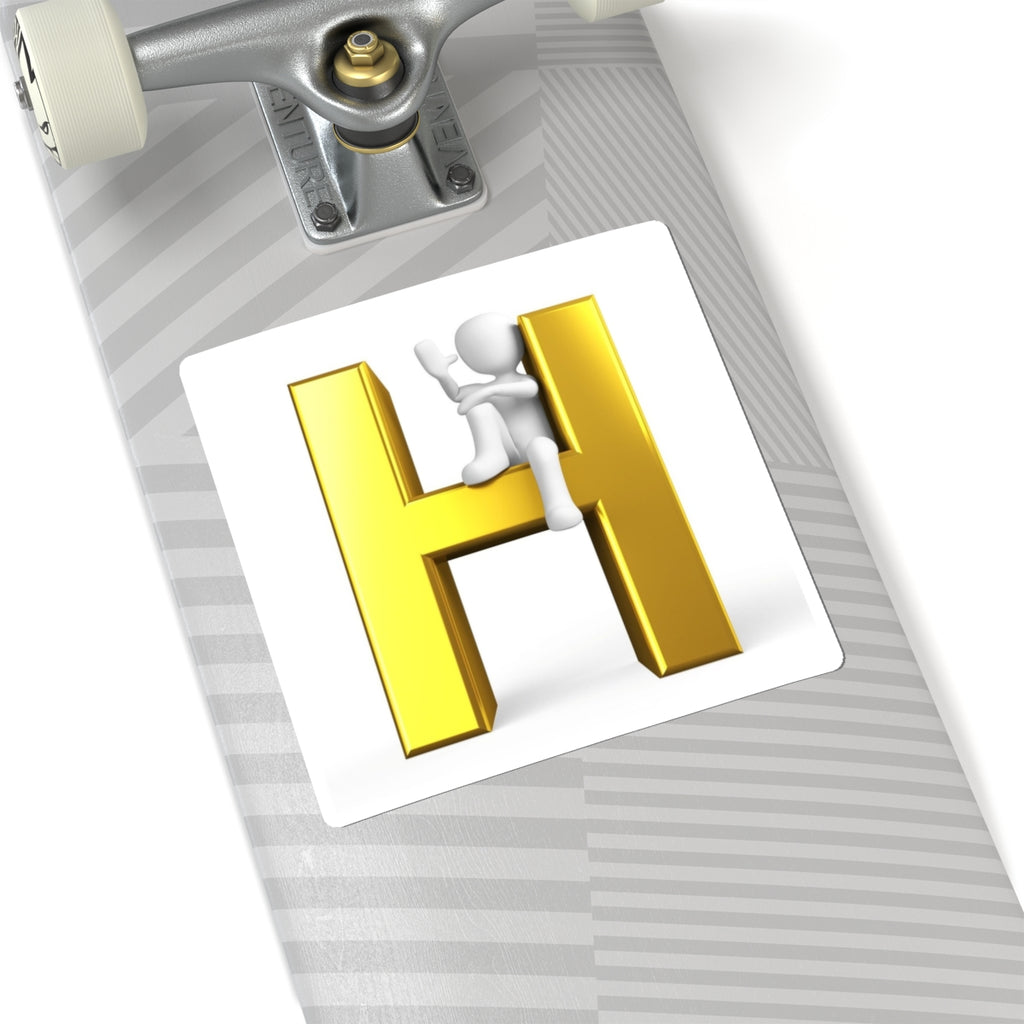 Gold 3D Letter H with Character Sticker