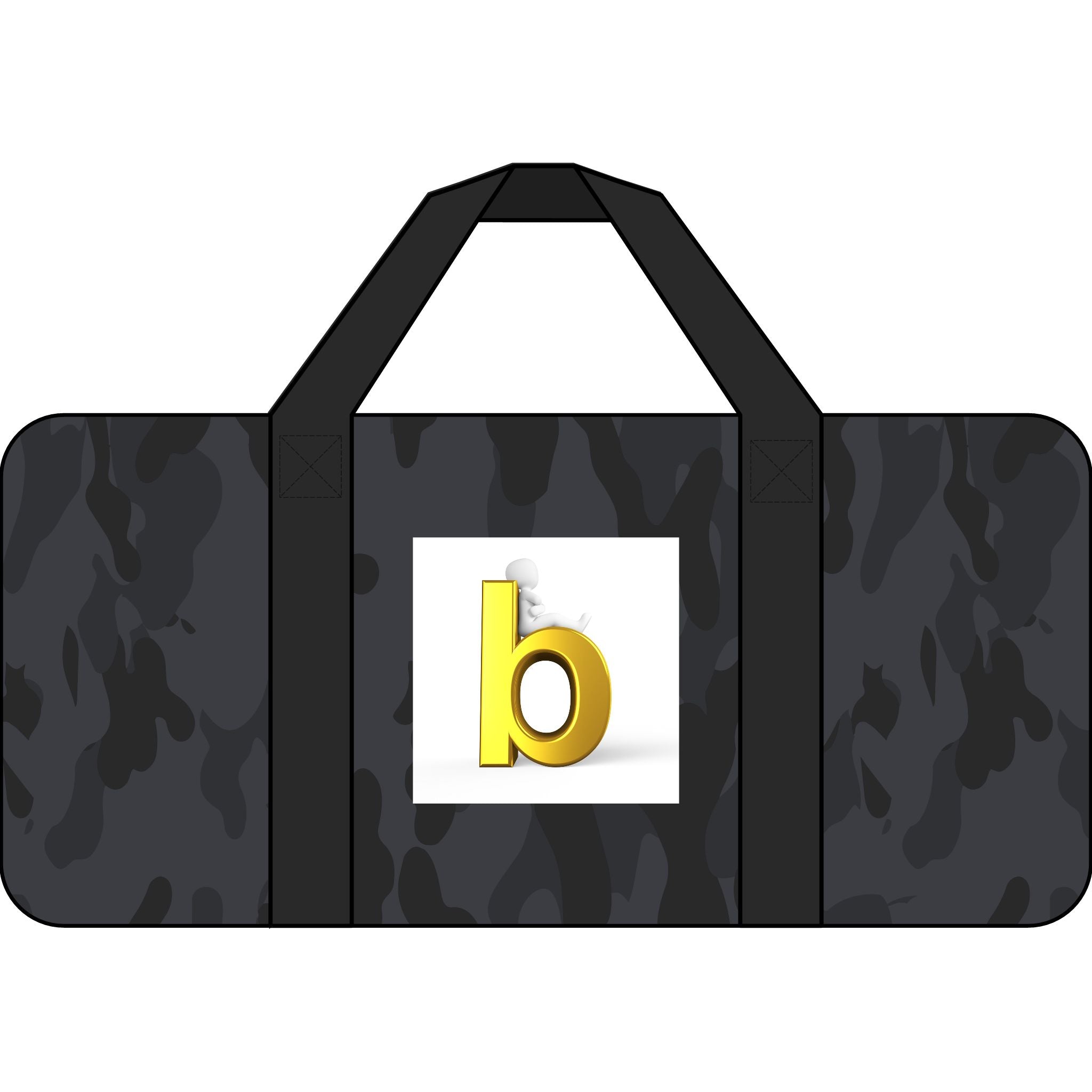 Gold Letter B Monogram Tripper Duffel Bag | Checker Straps, Camouflage Option