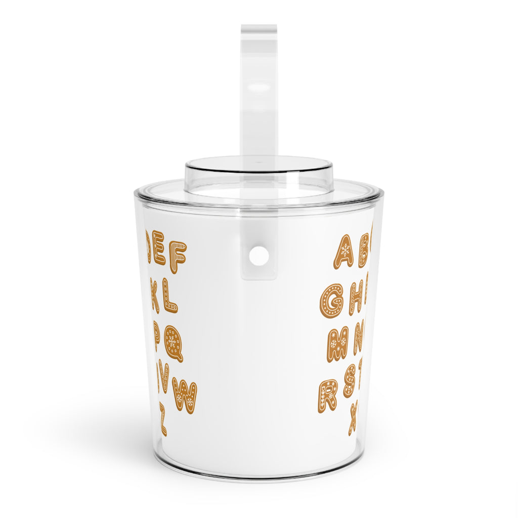 Alphabet Cookie Letters Ice Bucket with Tongs | Vintage Cookie Typography