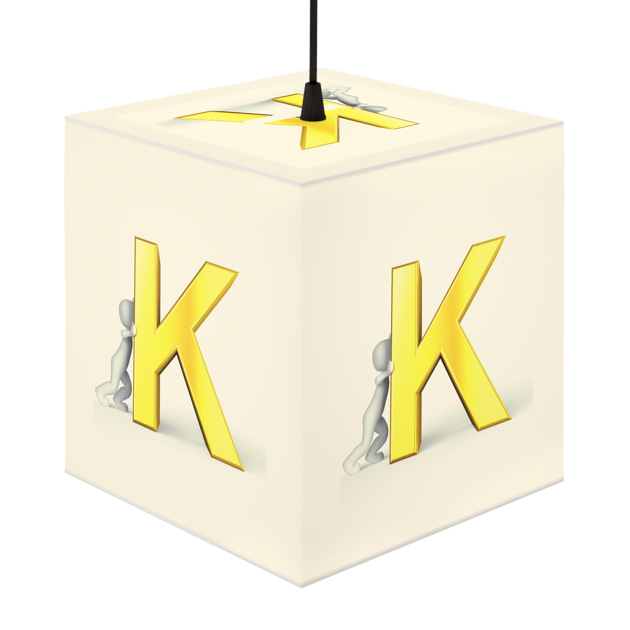 Golden Letter K Light Cube Lamp | Initial Monogram Pendant Light