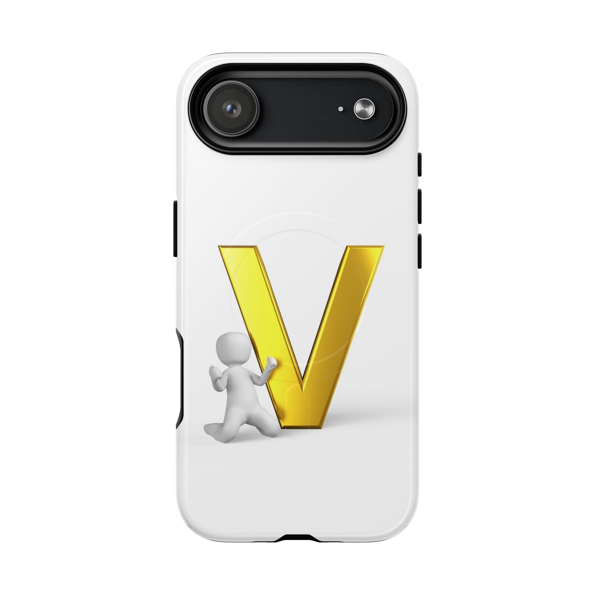 Coque de téléphone à monogramme lettre V dorée | Coque magnétique résistante