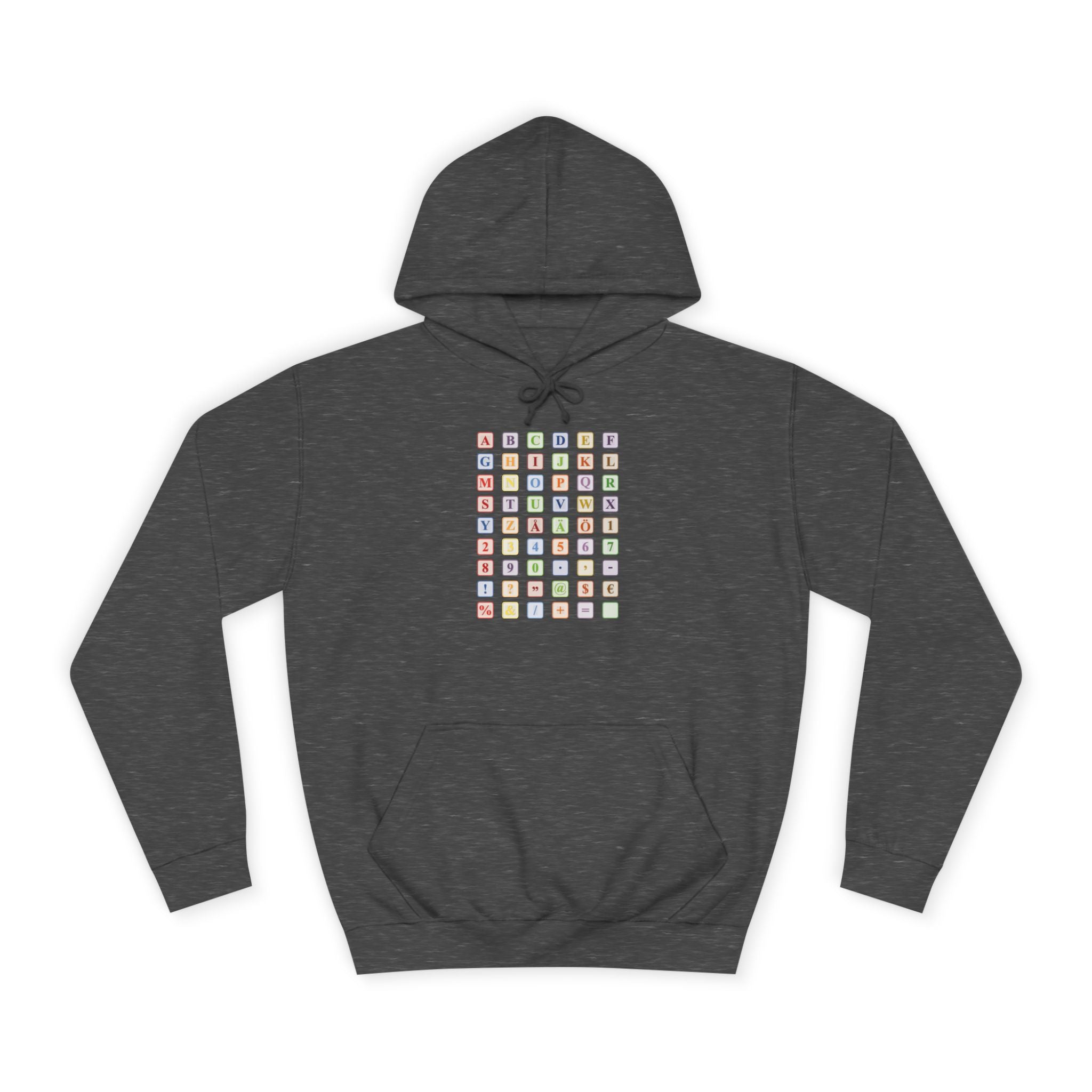 Sweat à capuche Blocs Alphabet | Grille de lettres colorées, imprimé dos et devant