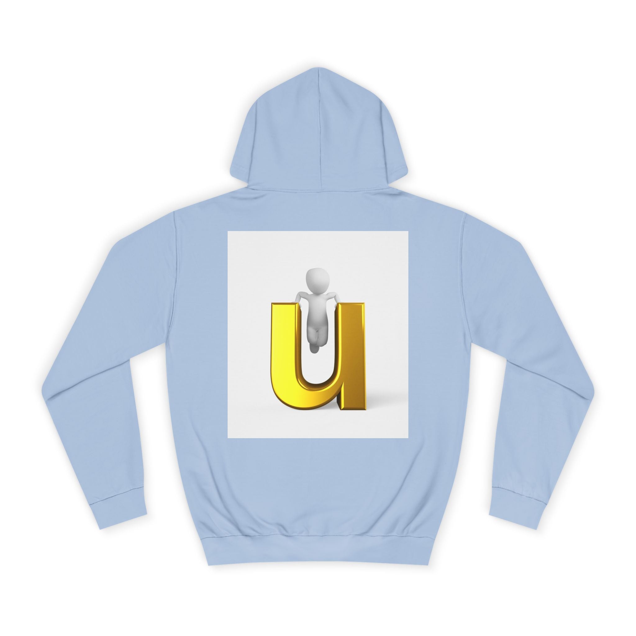 3D Gold Letter U Hoodie | Minimal Initial Sweatshirt