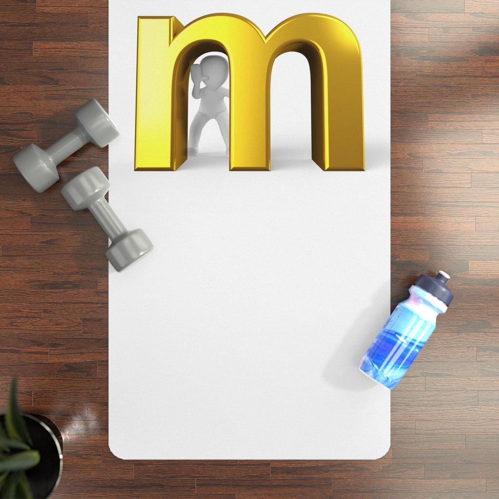 Gold Letter M Minimalist Rubber Yoga Mat | Monogram Initial
