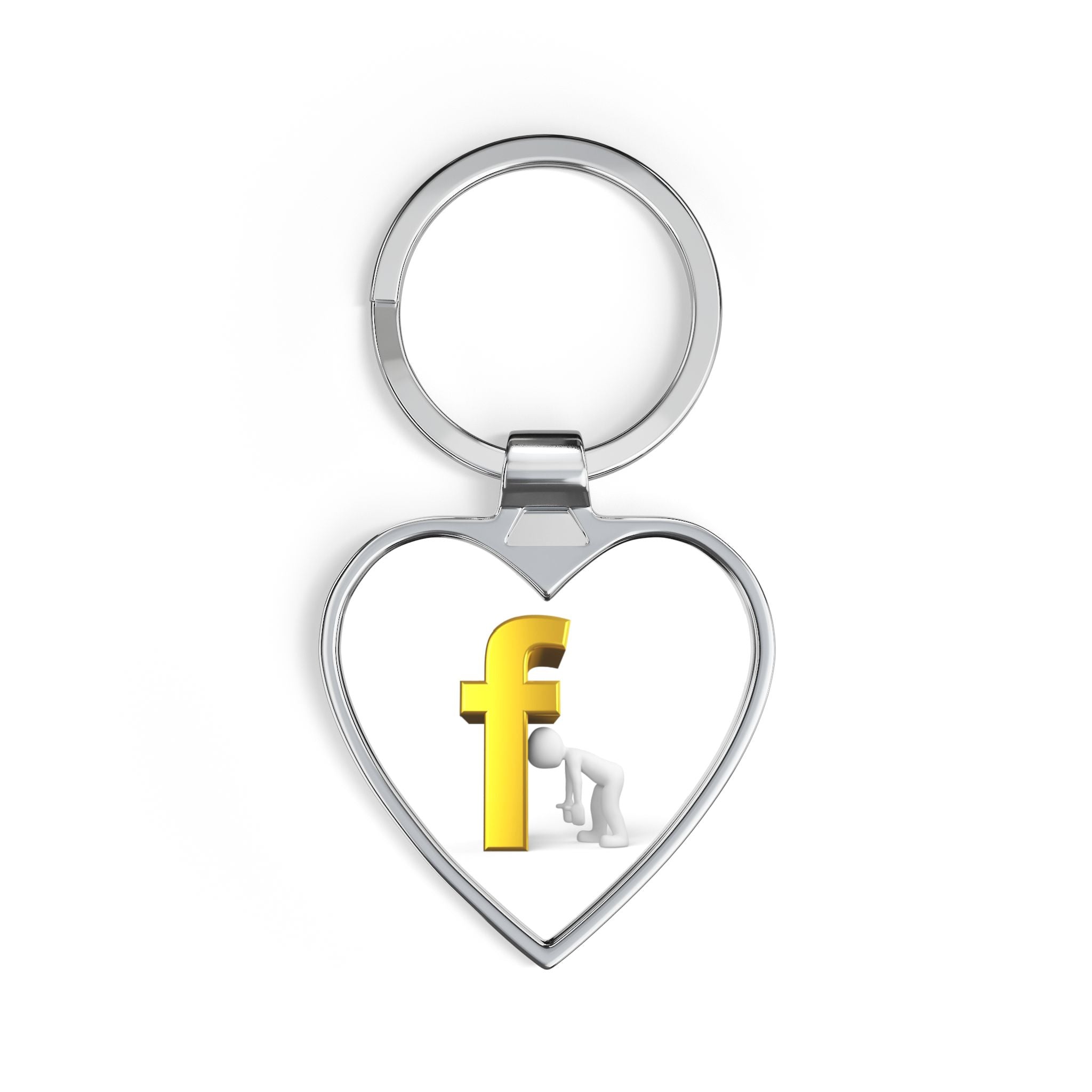 3D Letter F Figure Heart Keychain | Alphabet Initial Keychain