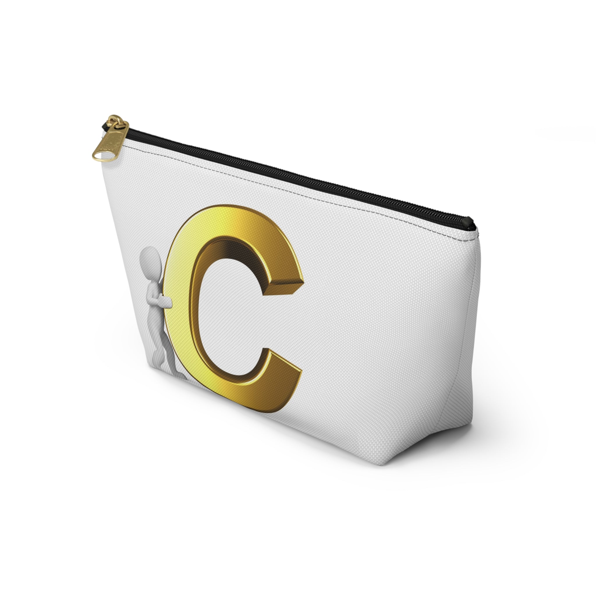 Gold Letter C Monogram Accessory Pouch | Initial Cosmetic Bag