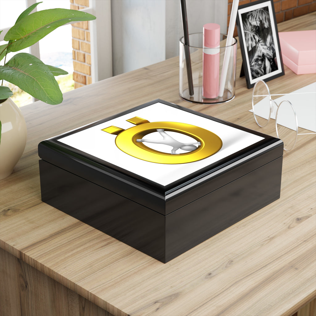 Gold Letter Ö Jewelry Box | Black Lacquer Trinket Case