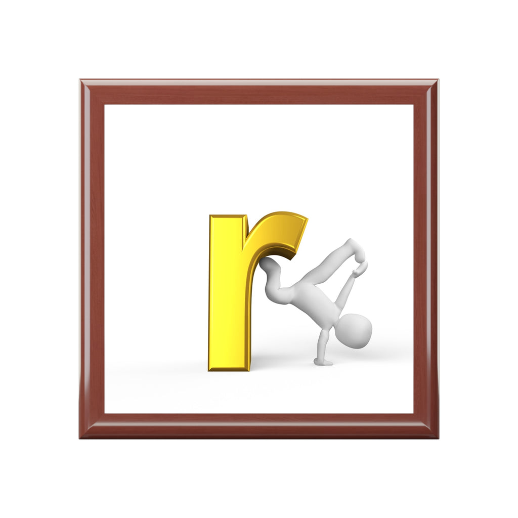 Letter R Acrobat Monogram Jewelry Box | Personalized Initial Keepsake