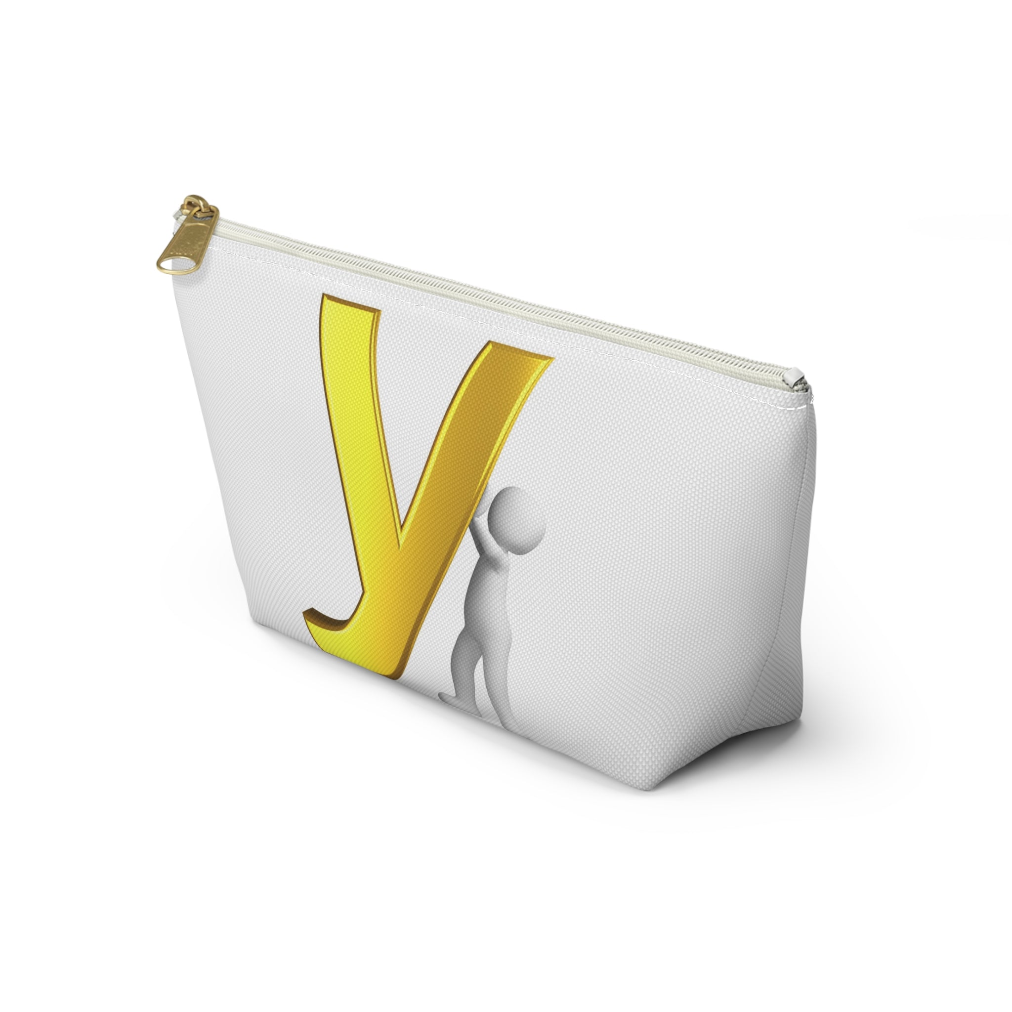 Gold Letter Y with 3D Figure Accessory Pouch