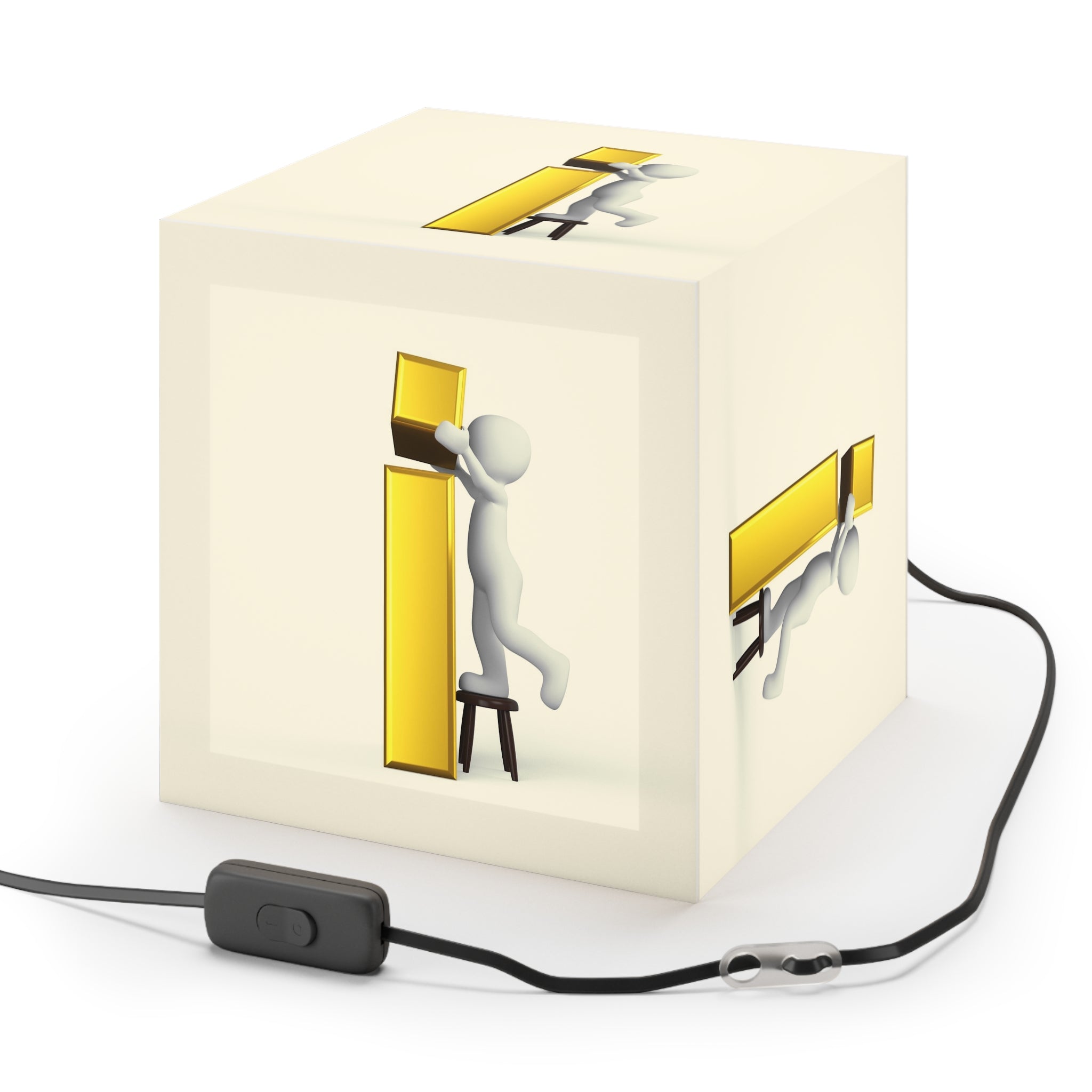 Stick Figure Building Letter i Light Cube Lamp | Minimal Typographic Nightlight