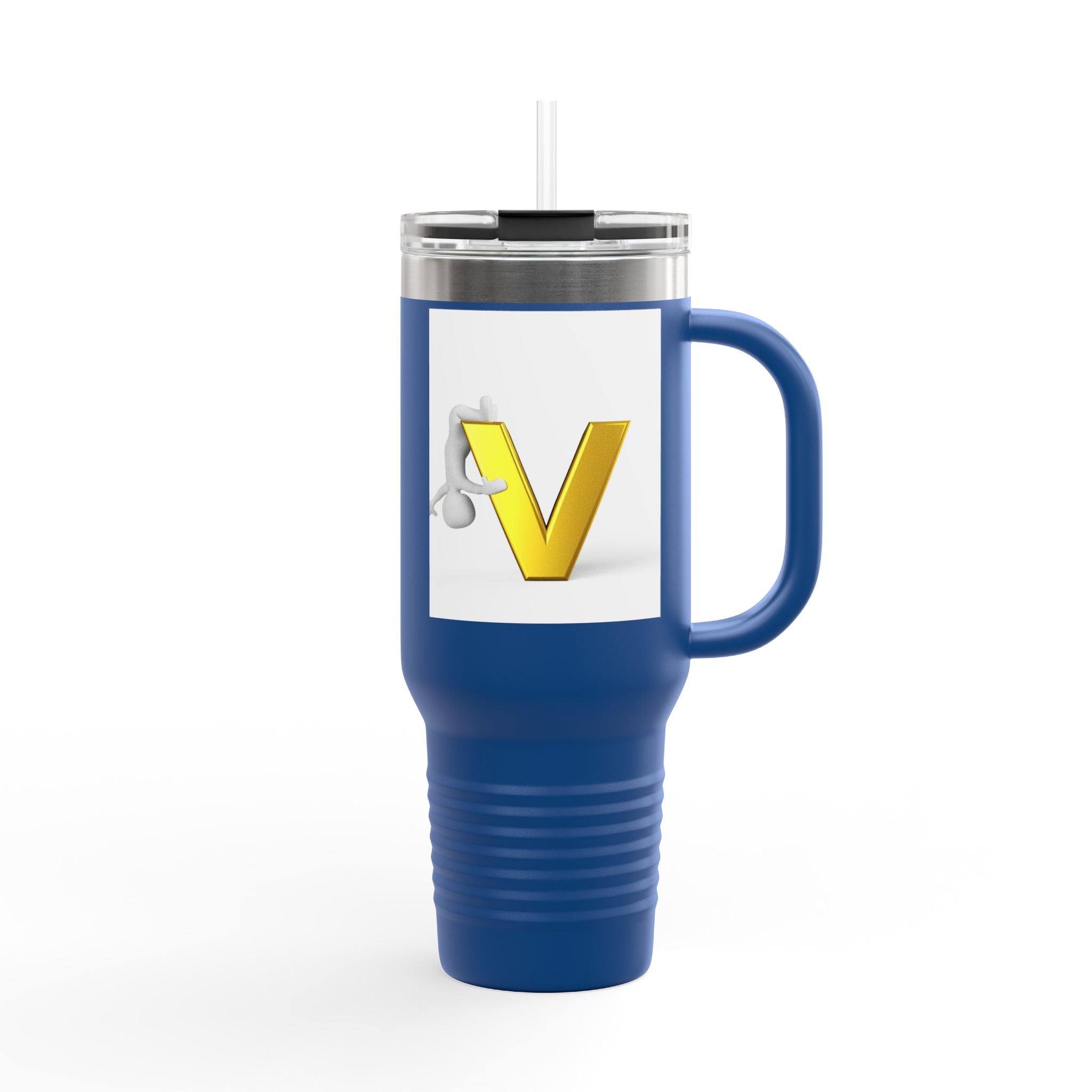 Gold Letter V Monogram Travel Mug | 40oz Insulated Tumbler