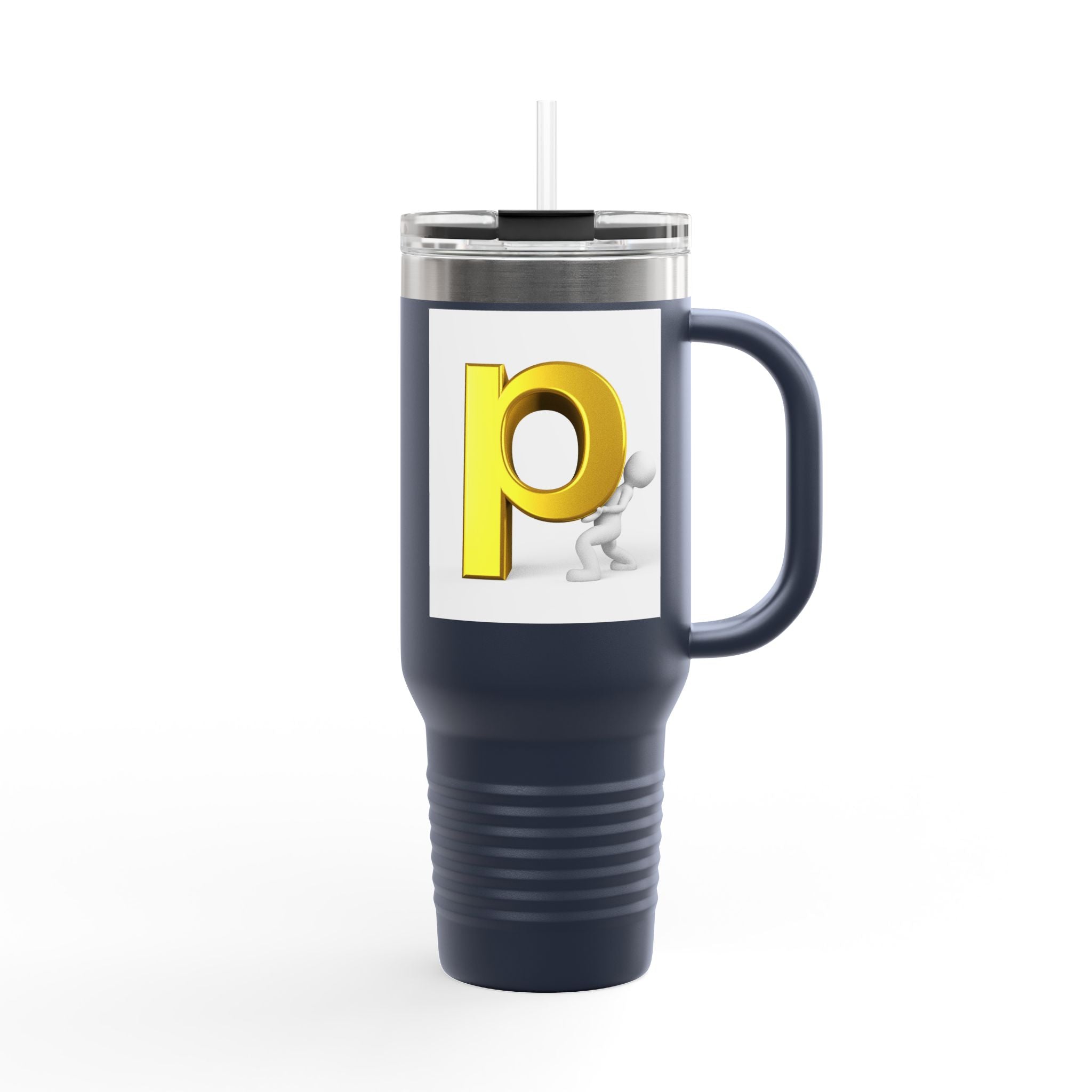 Yellow 3D Letter P Monogram Tumbler 40oz Travel Mug