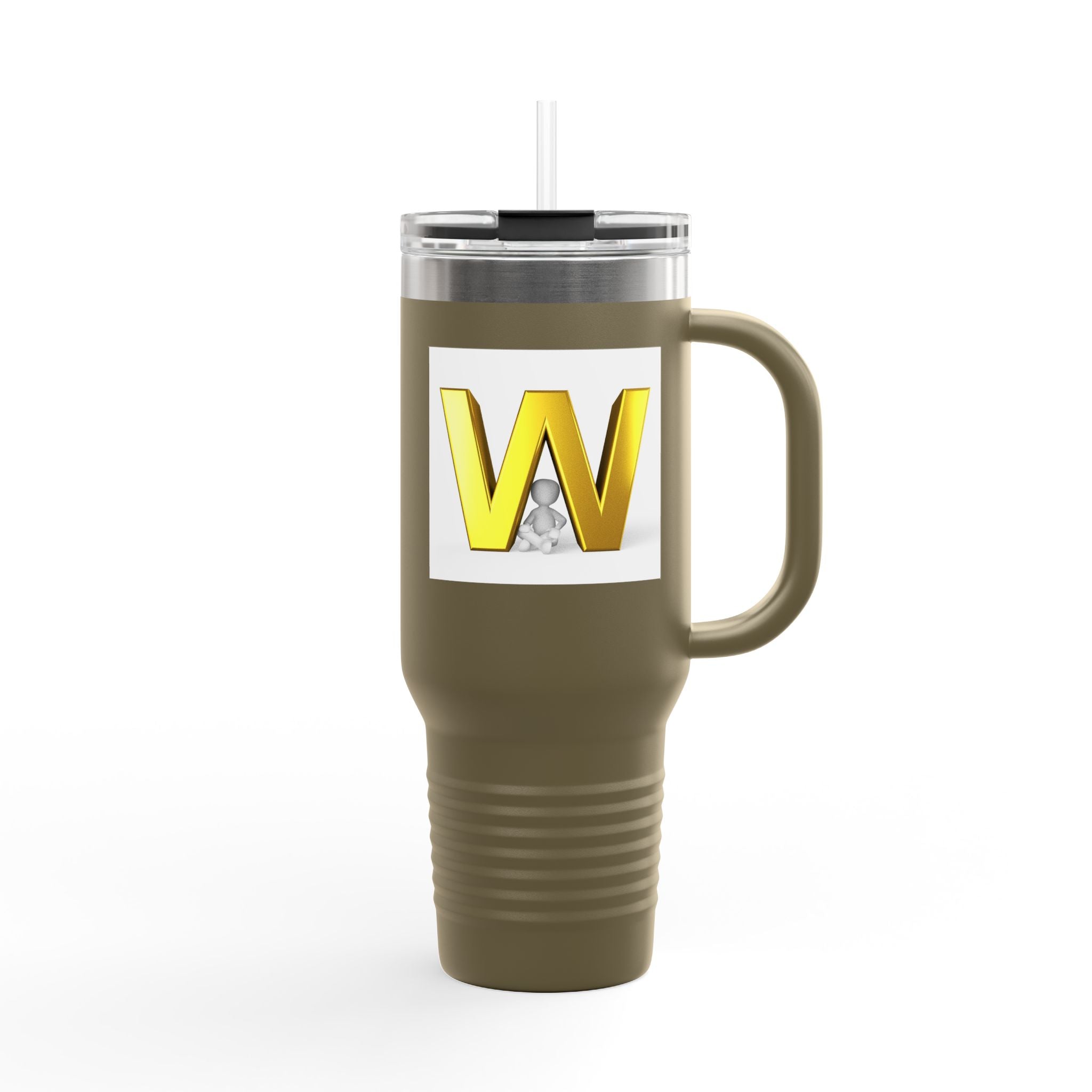 Gold 3D Letter W insulated travel mug 40oz | Monogram Initial Tumbler