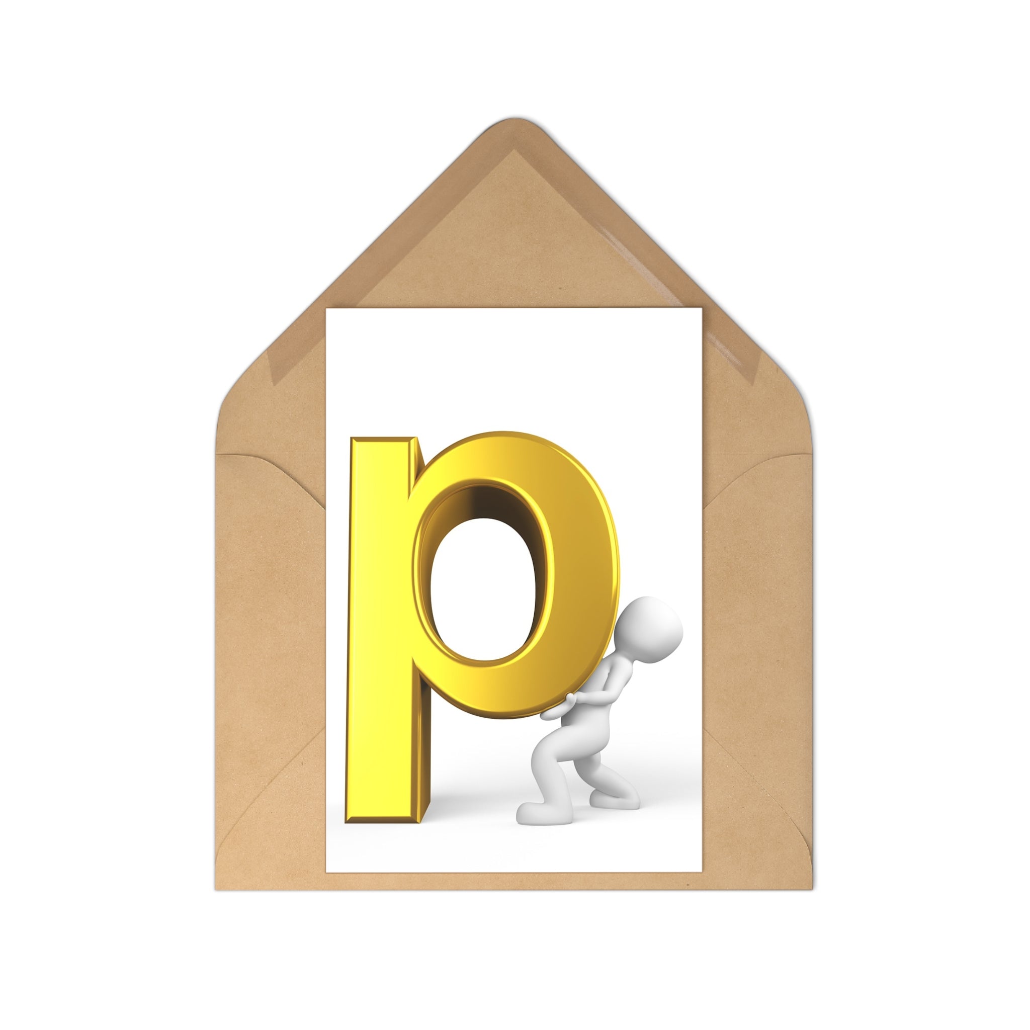 Gold Letter P Illustration Postcards | Set of 7