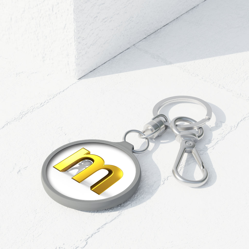 Gold 3D Letter M keyring tag | Monogram Keychain