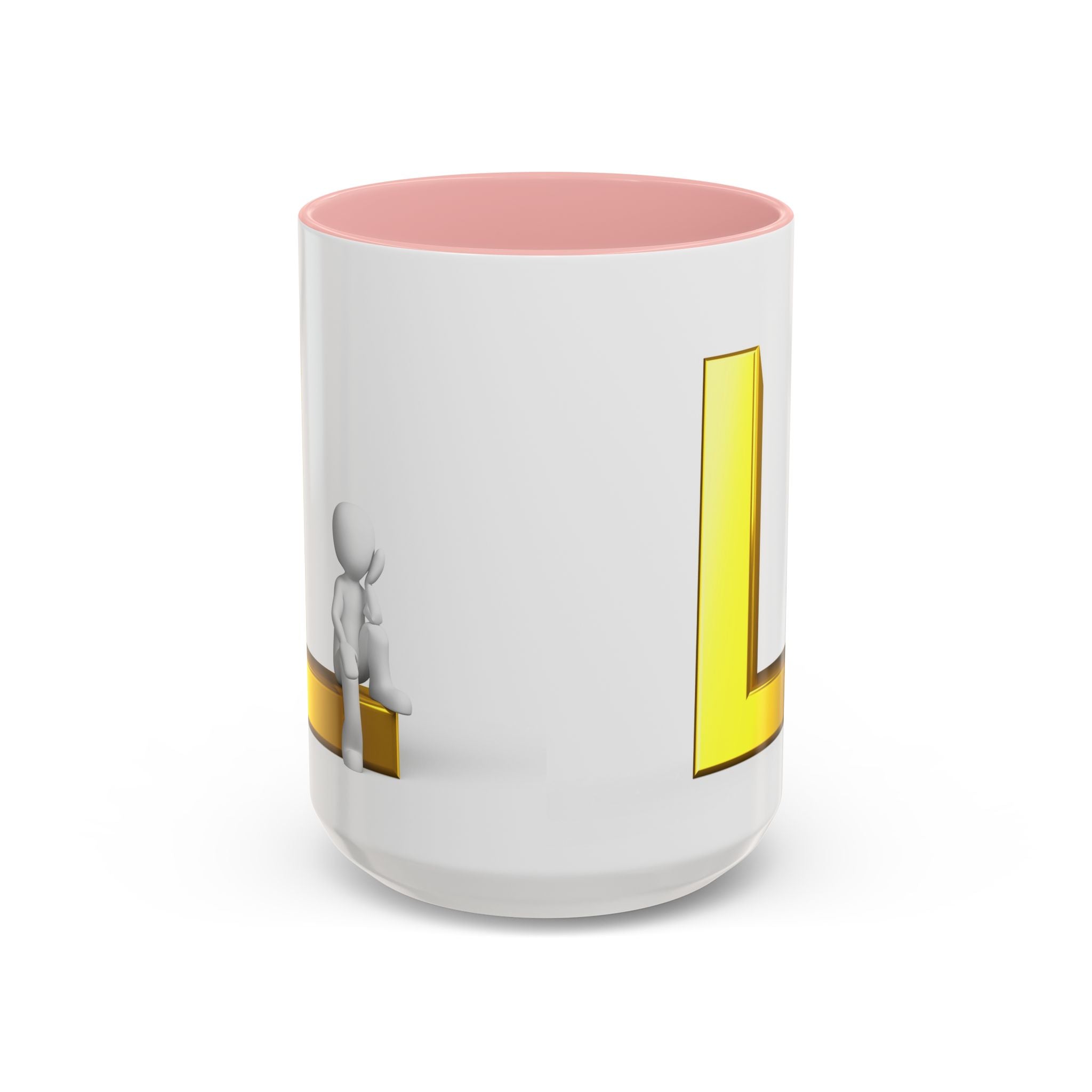 Mug 3D Personne assise sur la lettre L en Or | Mug à anse colorée 325ml 444ml