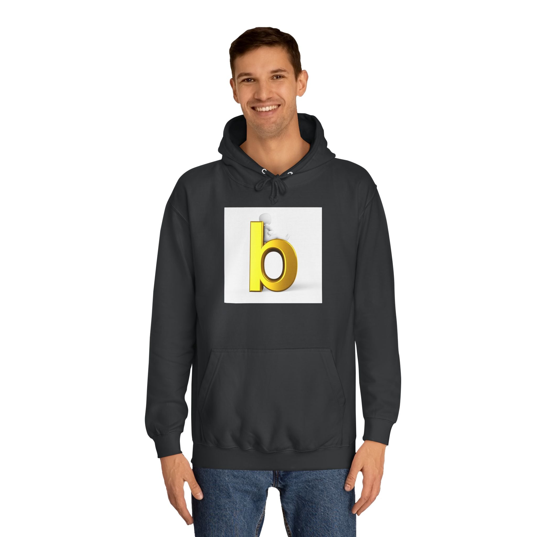 Yellow 3D Letter b Hoodie | Minimal Monogram Initial Sweatshirt