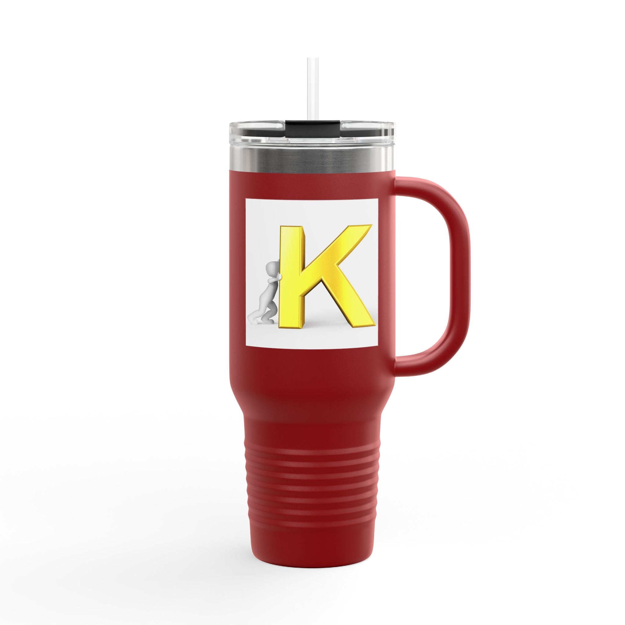 Yellow 3D Letter K monogram Insulated Travel Mug | 40oz
