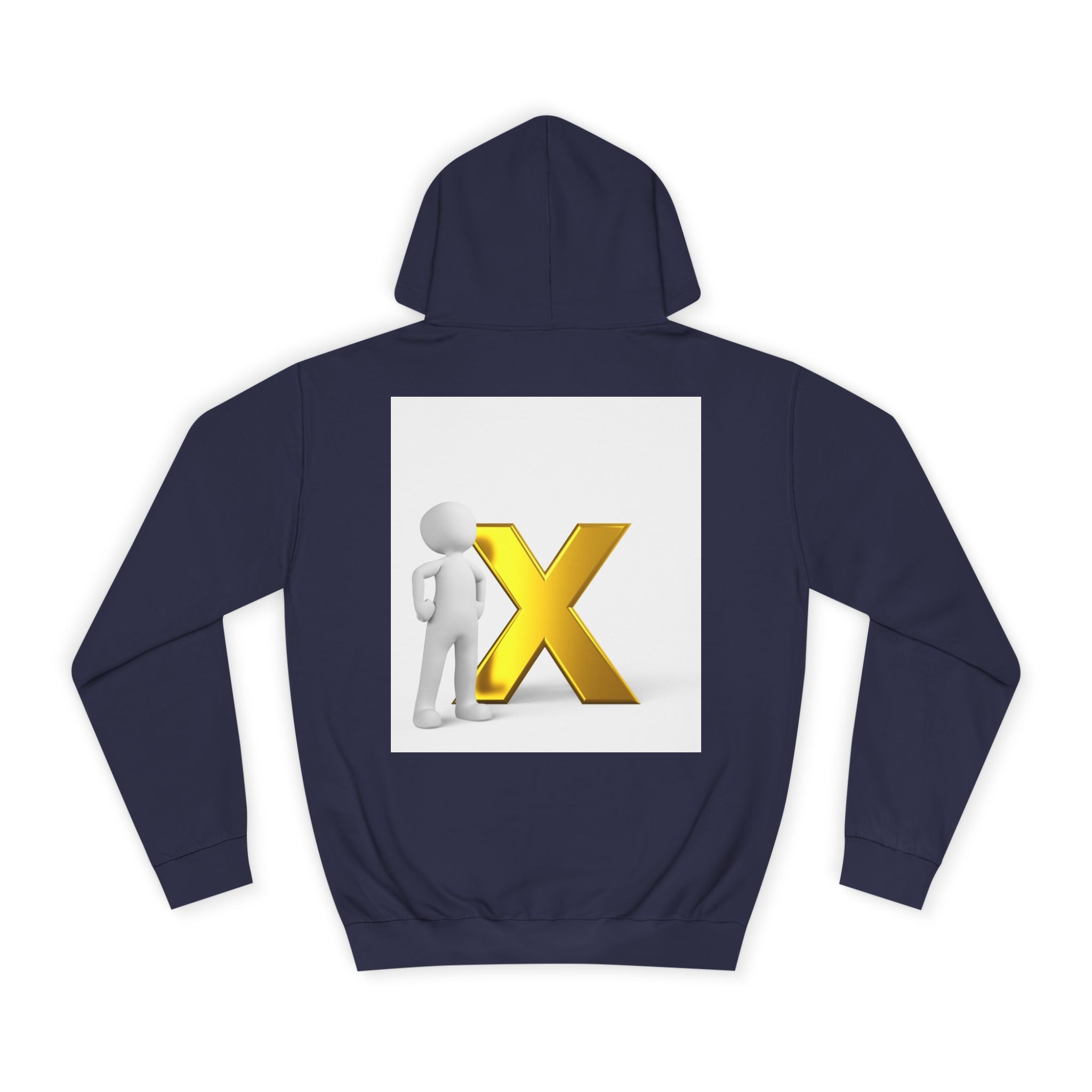 3D Figure Leaning on Gold X Hoodie | Letter X Initial Pullover