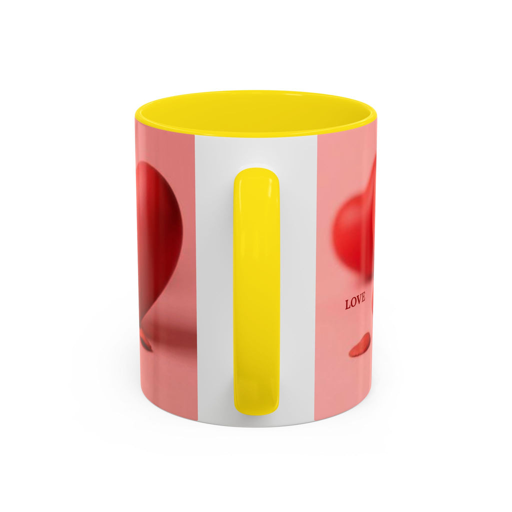 Red Heart Love Design Accent Coffee Mug | Valentine Heart Ceramic Mug