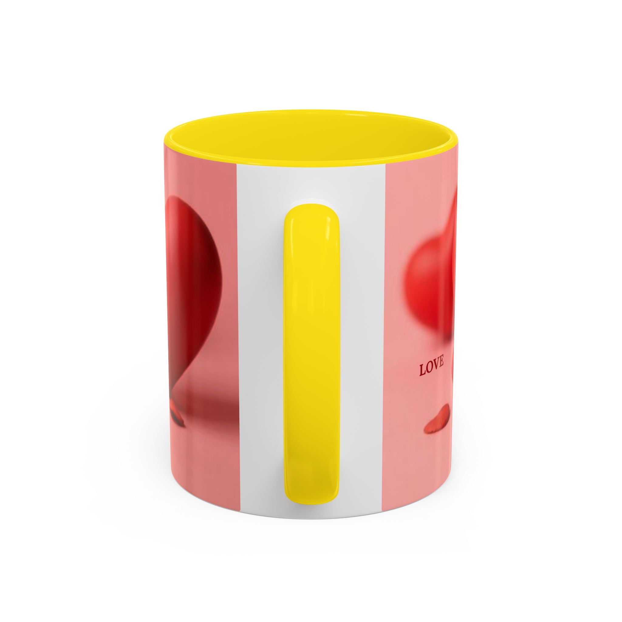 Red Heart Love Design Accent Coffee Mug | Valentine Heart Ceramic Mug