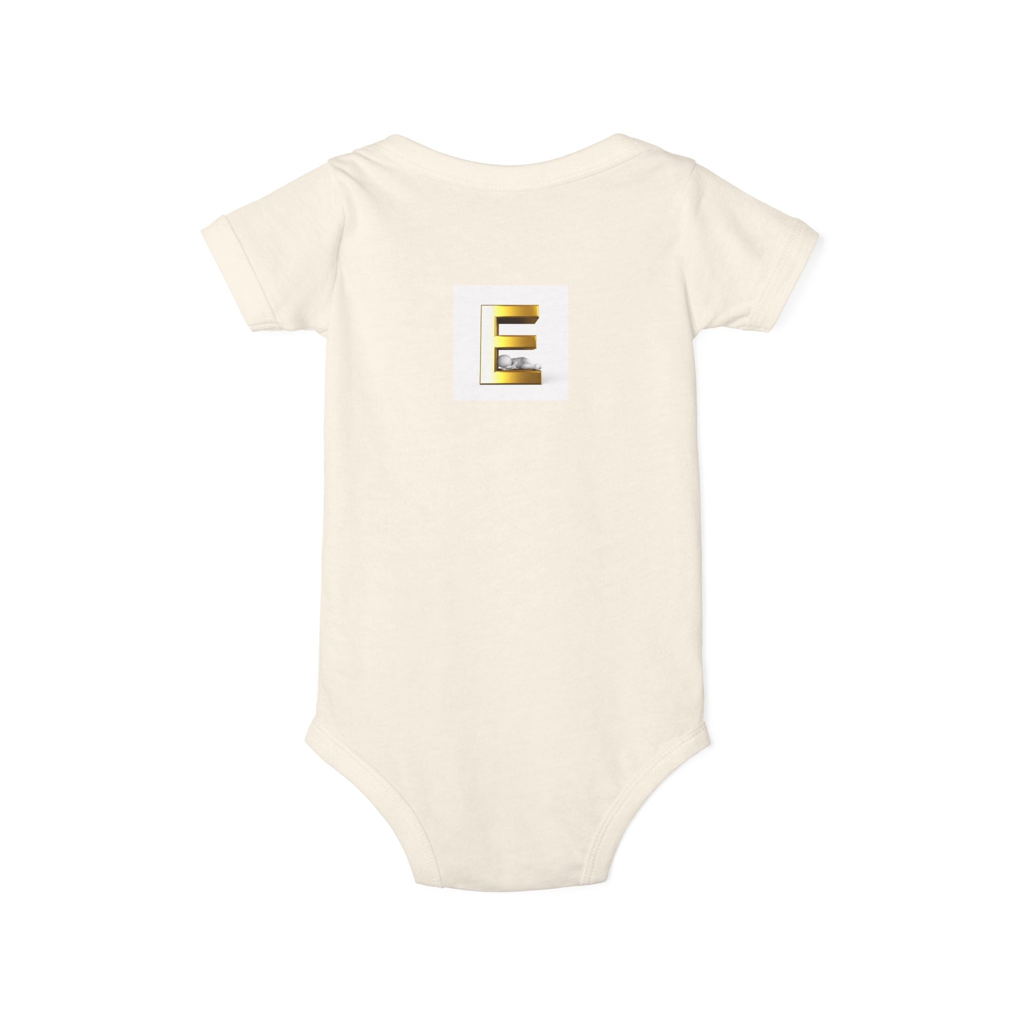 Gold Letter E Infant Onesie | Monogram Initial Baby Bodysuit