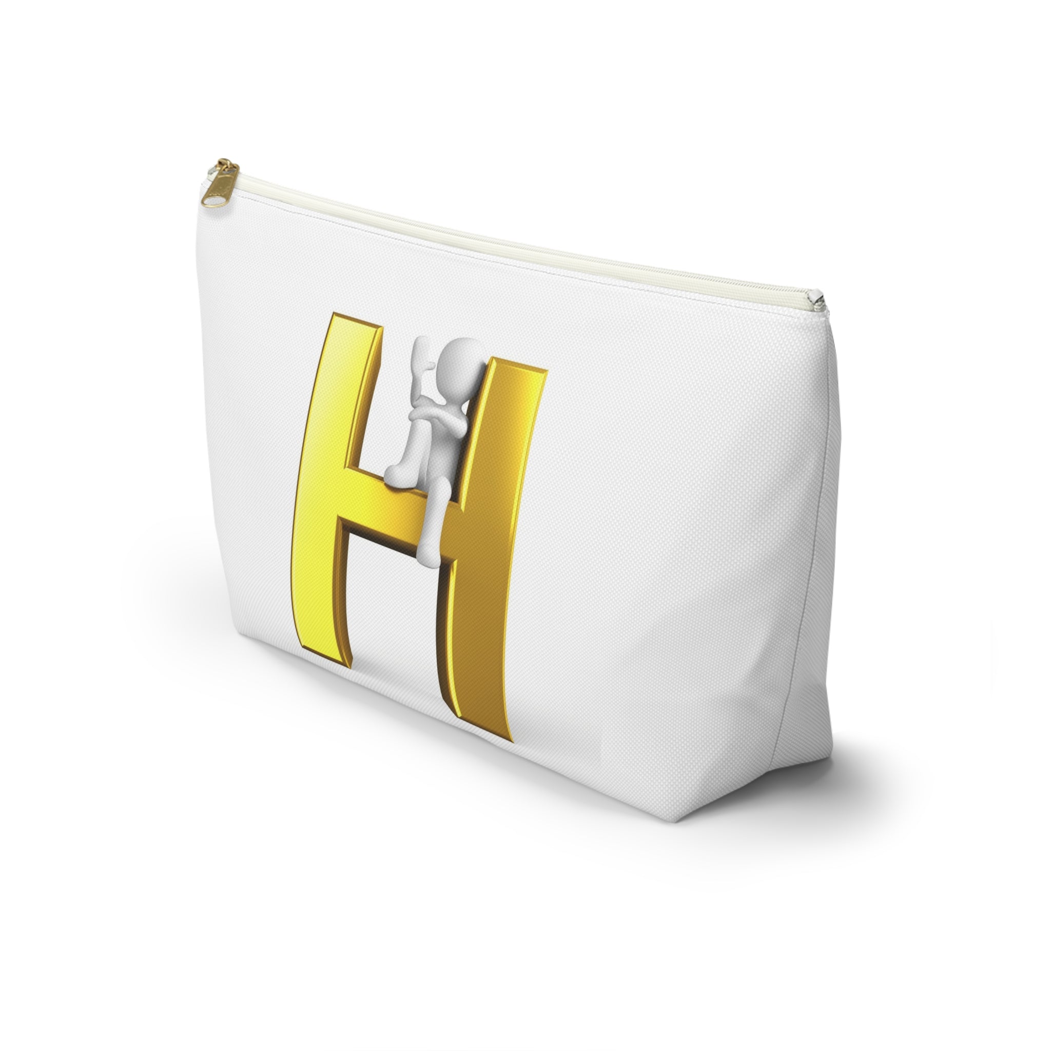 Gold 3D Letter H with Climbing Figure Accessory Pouch