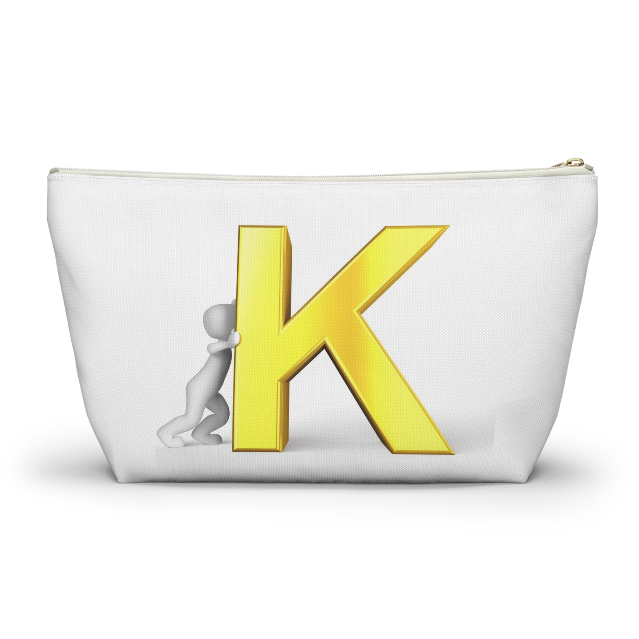 Yellow Letter K Monogram Accessory Pouch | Initial K Makeup Bag