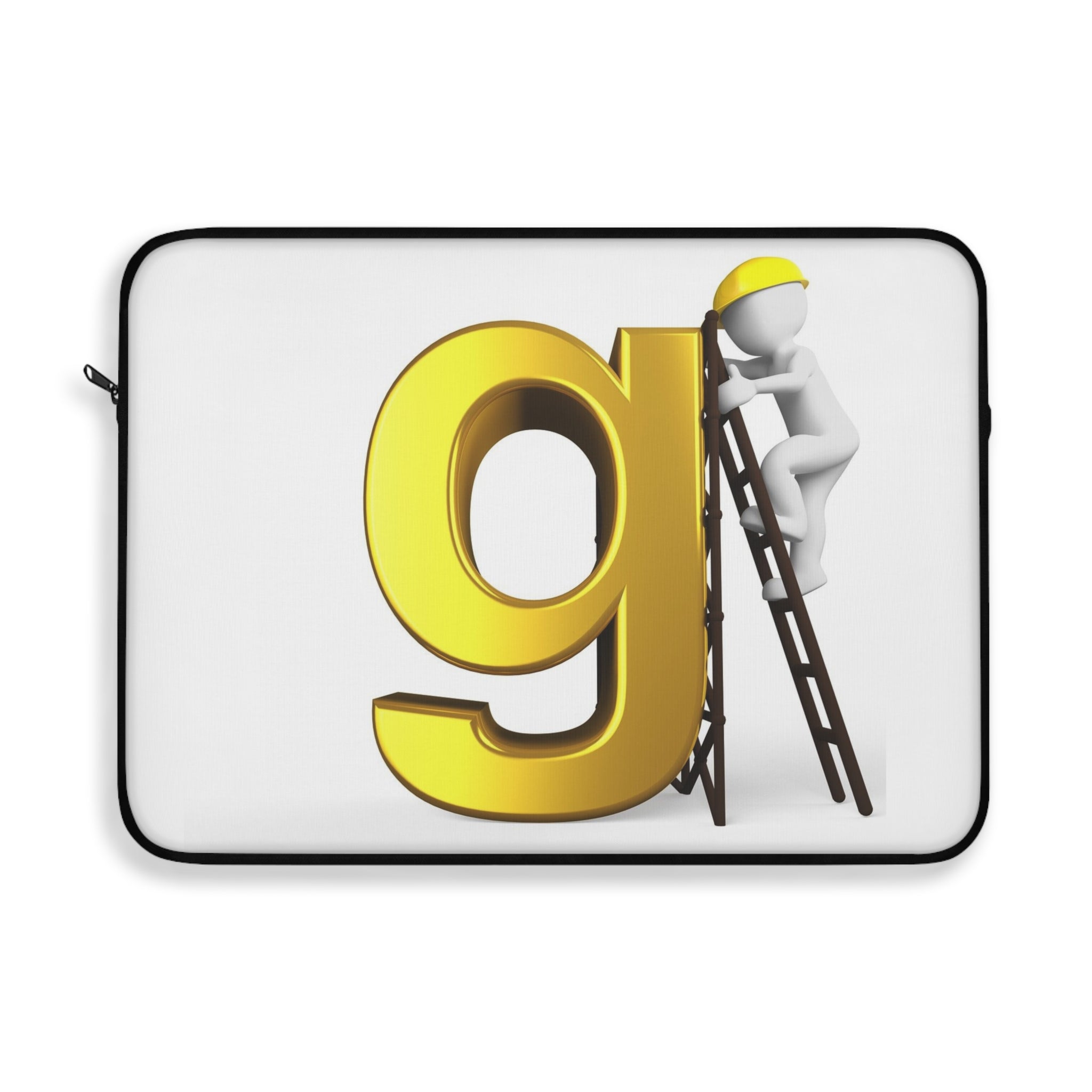 Golden Letter G with Worker Laptop Sleeve | Monogram Initial Tech Case