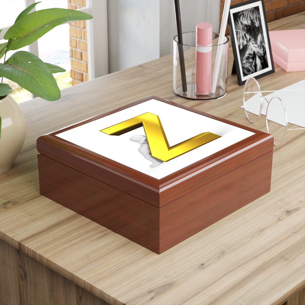 Gold Letter Z Monogram Jewelry Box | Personalized Initial Keepsake