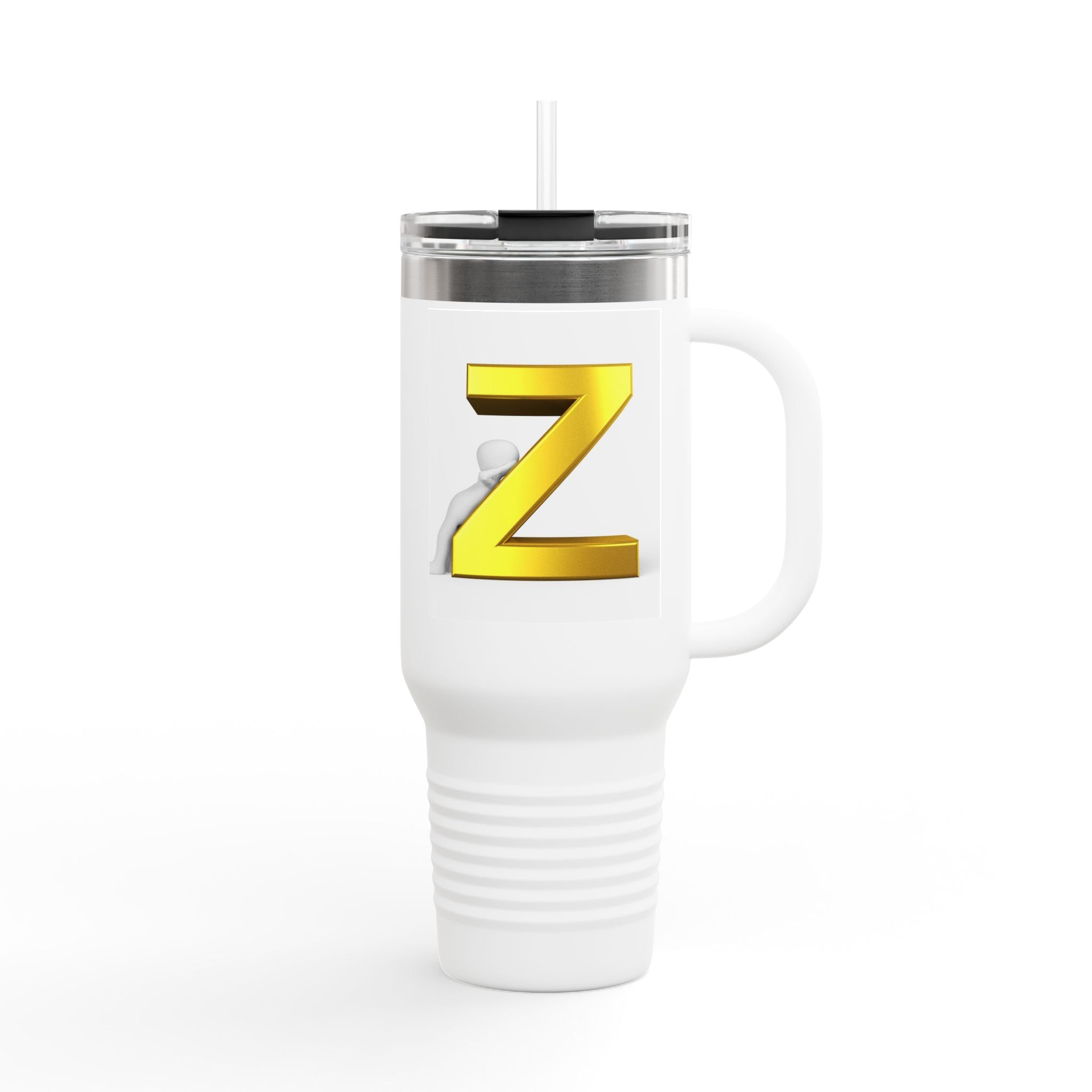 Gold 3D Letter Z Travel Mug | 40oz Insulated Tumbler