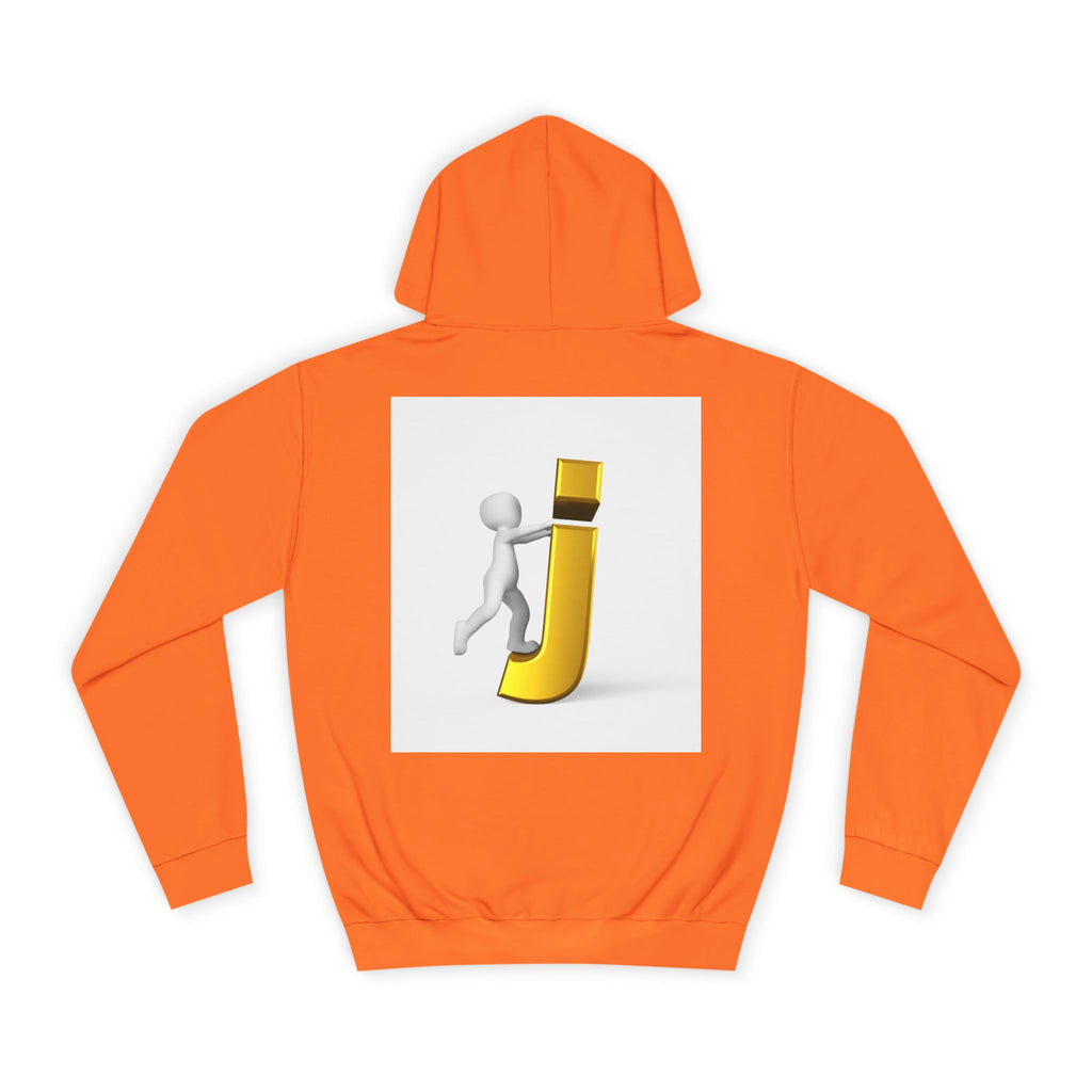 3D Stick Figure Riding Gold Letter J Hoodie | Initial Monogram Letter J