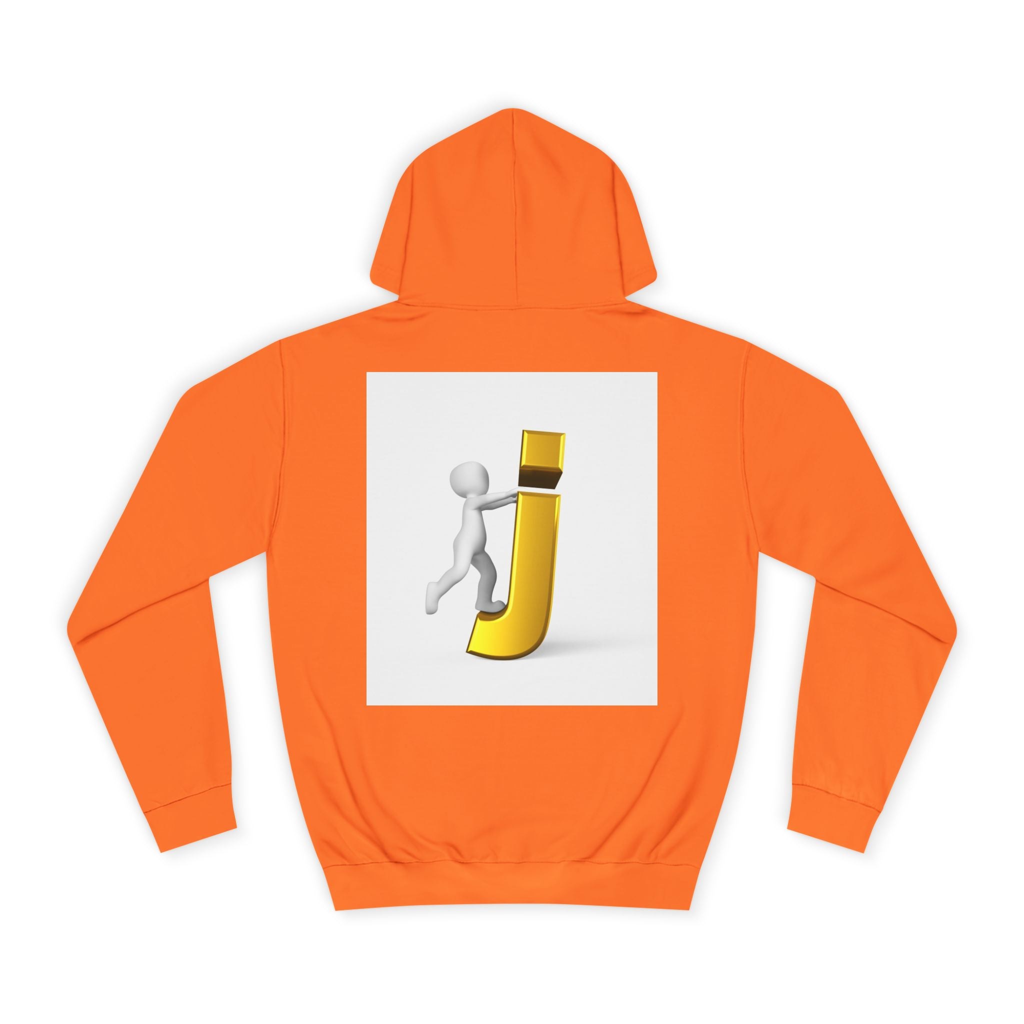 3D Stick Figure Riding Gold Letter J Hoodie | Initial Monogram Letter J