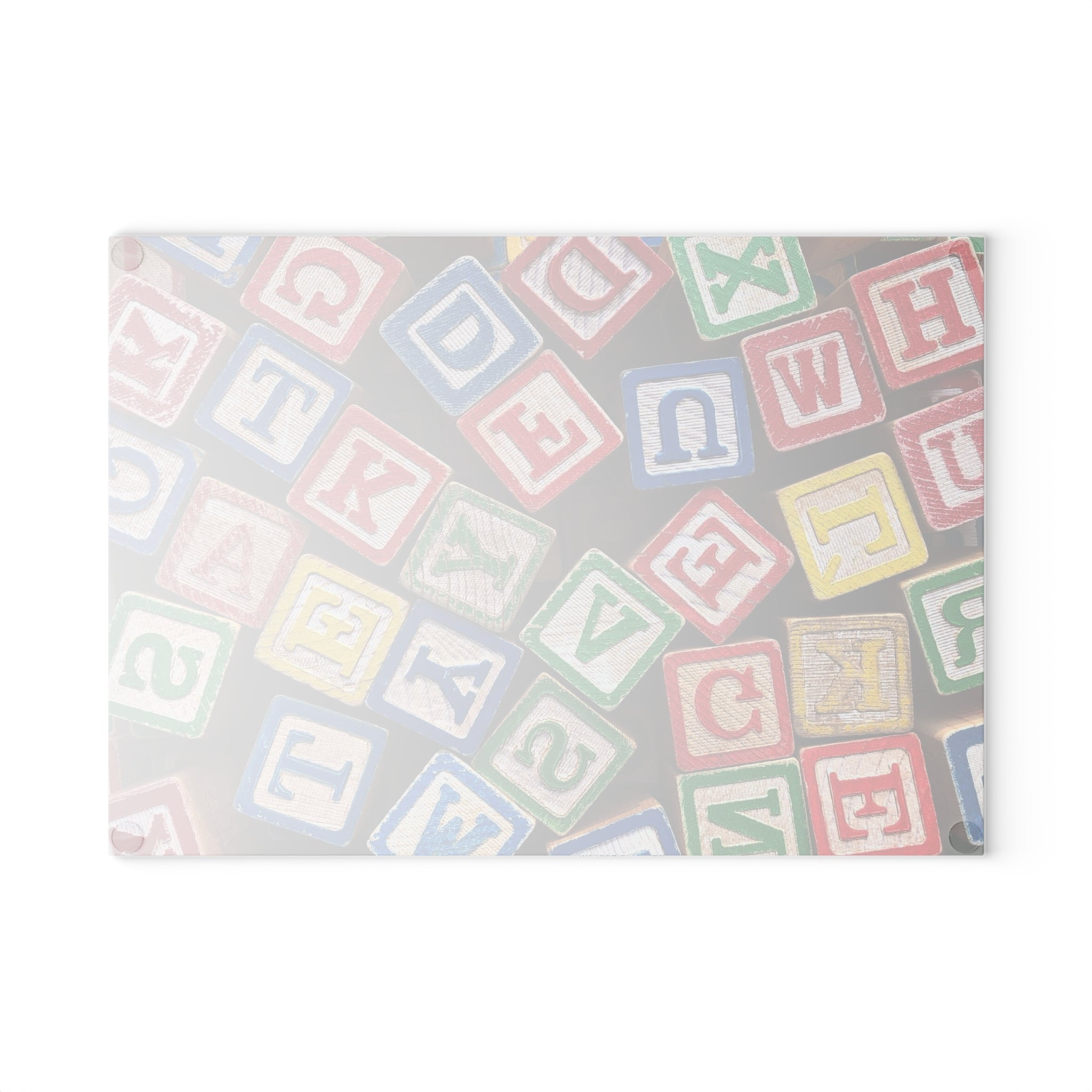 Vintage Wooden Alphabet Blocks Glass Cutting Board | Kids Nursery Decor